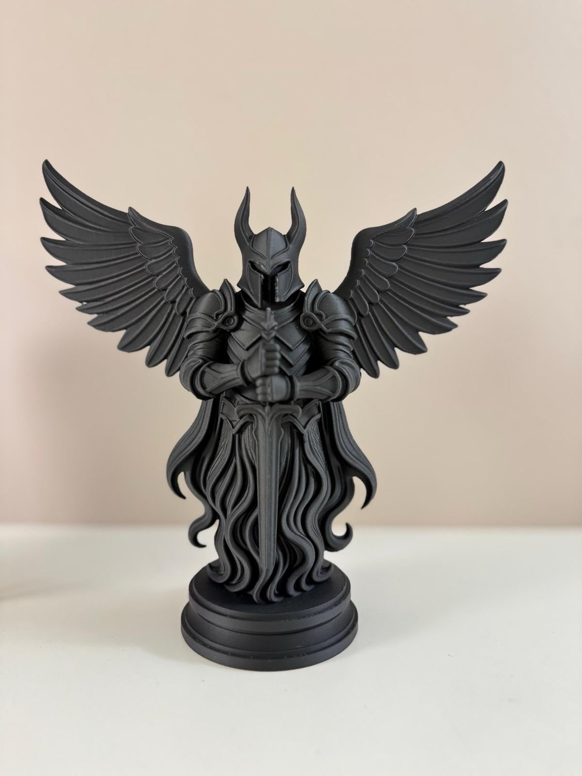 🖤 Dark Winged Knight Statue - Gothic Warrior Figurine - Black Home Decor
