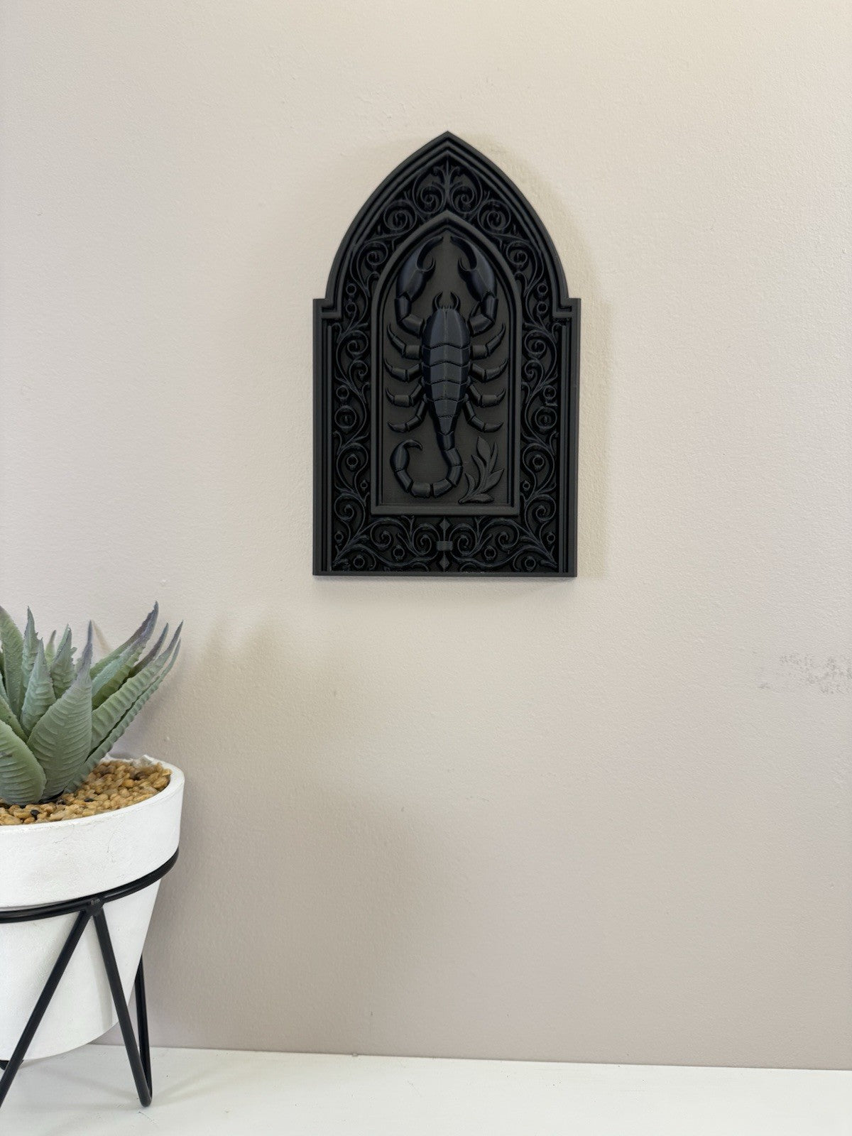 Gothic Scorpion Wall Plaque | Dark Aesthetic Decor | Scorpio Zodiac Wall Art