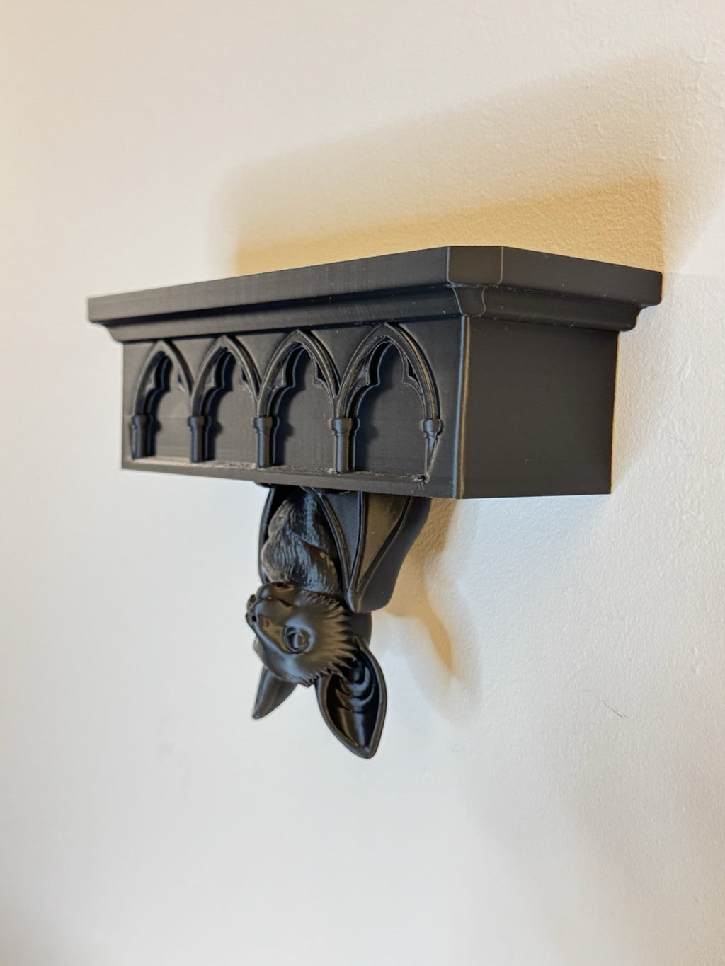Gothic Bat Wall Shelf | Black Hanging Bat Decor | Dark Gothic Home Decor