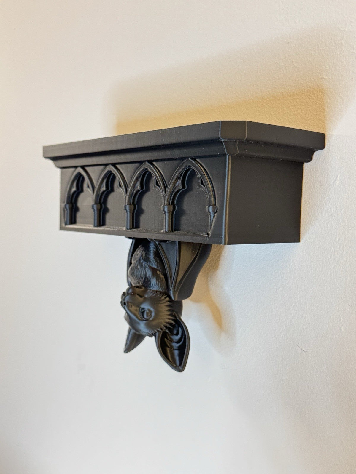 Gothic Bat Wall Shelf | Black Hanging Bat Decor | Dark Gothic Home Decor