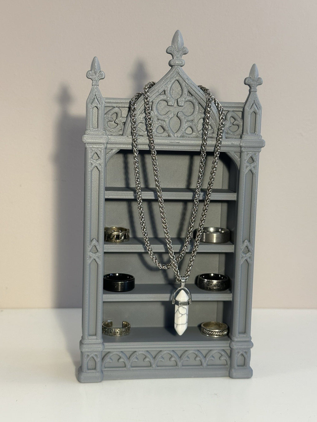 Gothic Cathedral Jewellery Shelf | Dark Academia Ring & Necklace Display