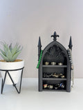 Gothic Cathedral Jewellery Shelf | Black Tabletop Ring & Necklace Organiser