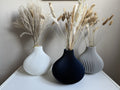Decorative Vase Set of 3 Modern Ribbed| Minimalist Home Decor Grey, White & Navy
