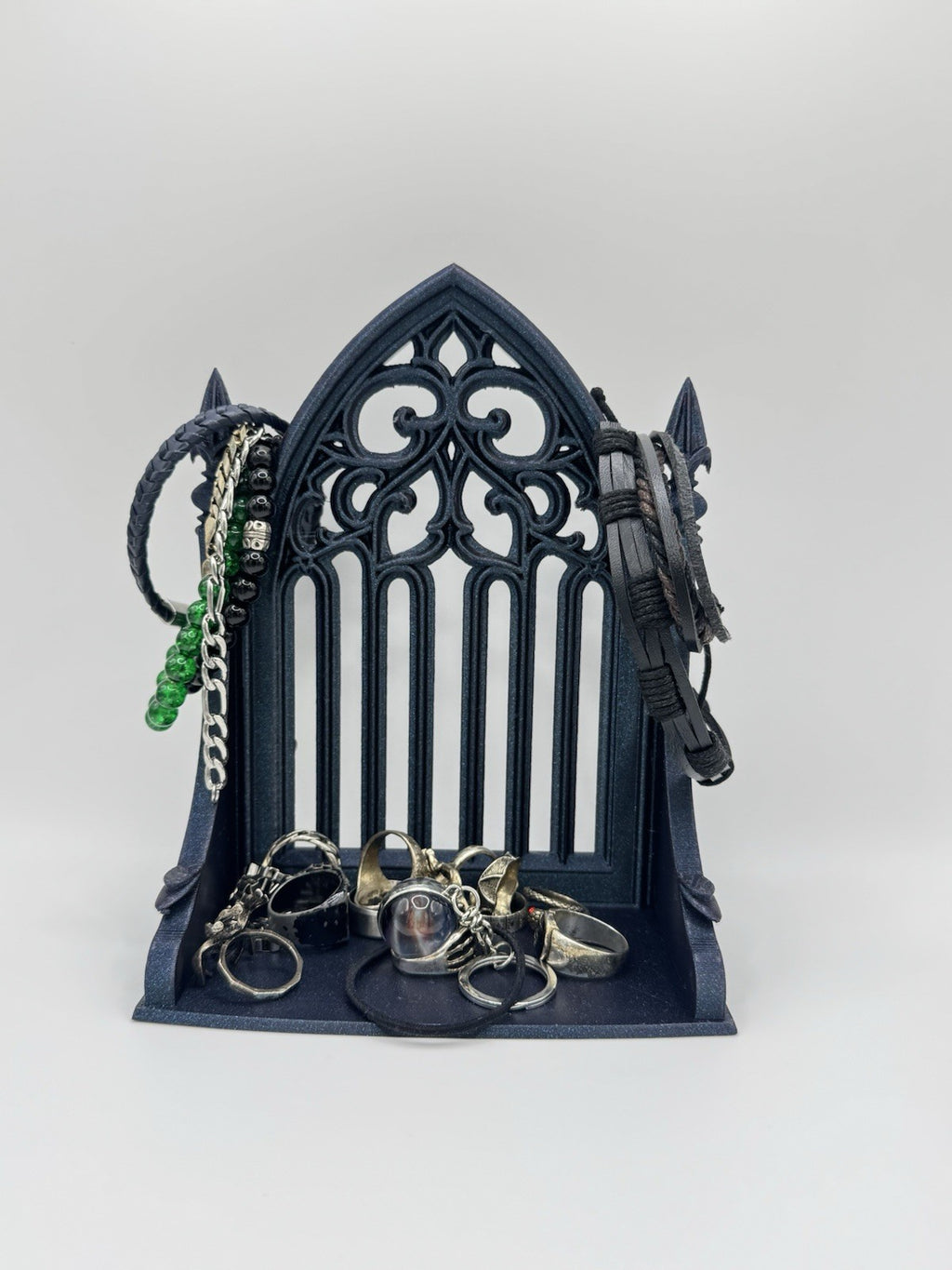 Gothic Galaxy Black Jewelry Stand | Cathedral Style Ring & Bracelet Holder Decor