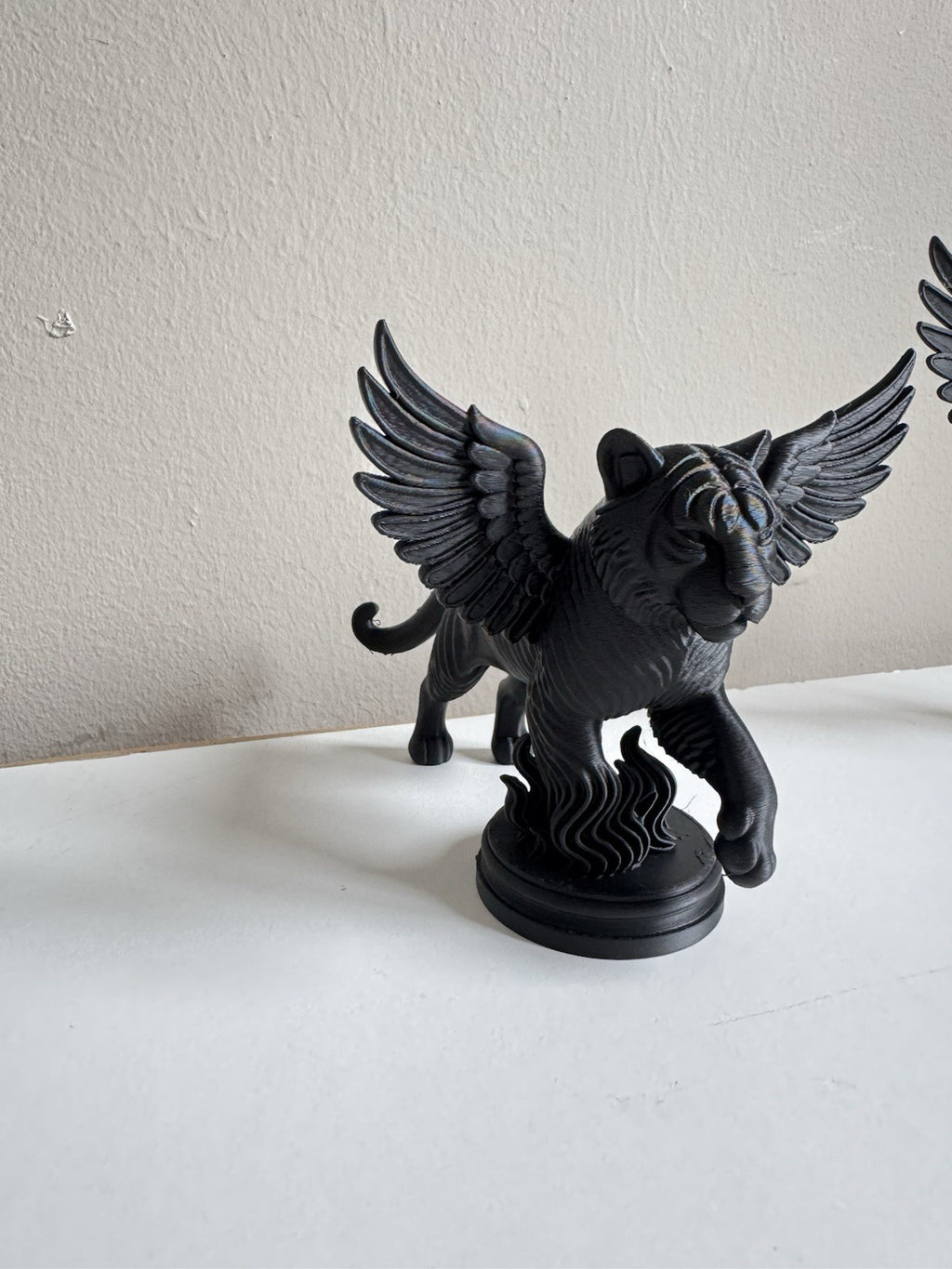 Gothic Tiger Statue - Black Wild Cat Figurine, Dark Animal Home Decor