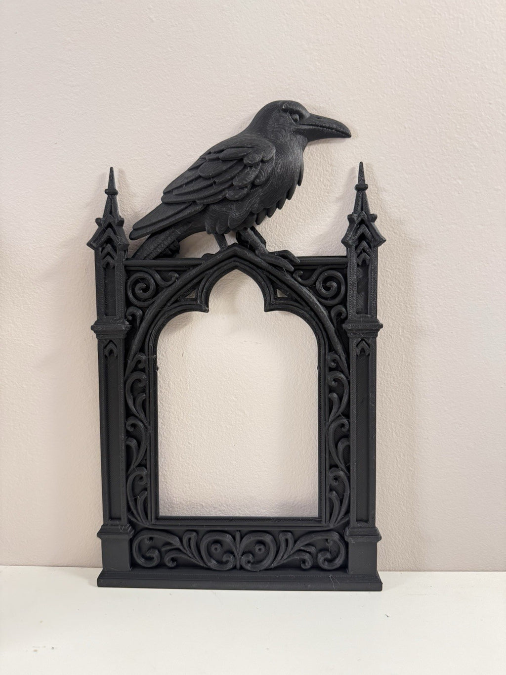 Gothic Raven Cathedral Frame | Black Dark Academia Wall Art
