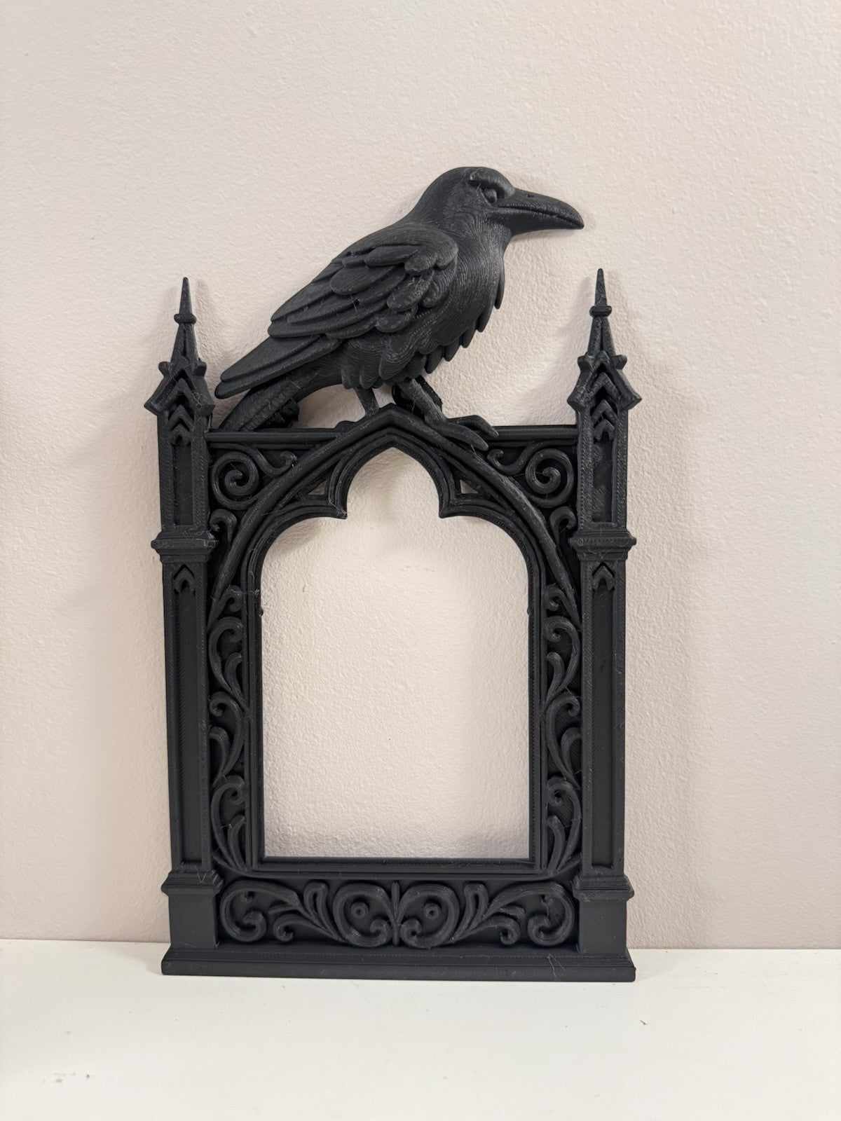 Gothic Raven Cathedral Frame | Black Dark Academia Wall Art