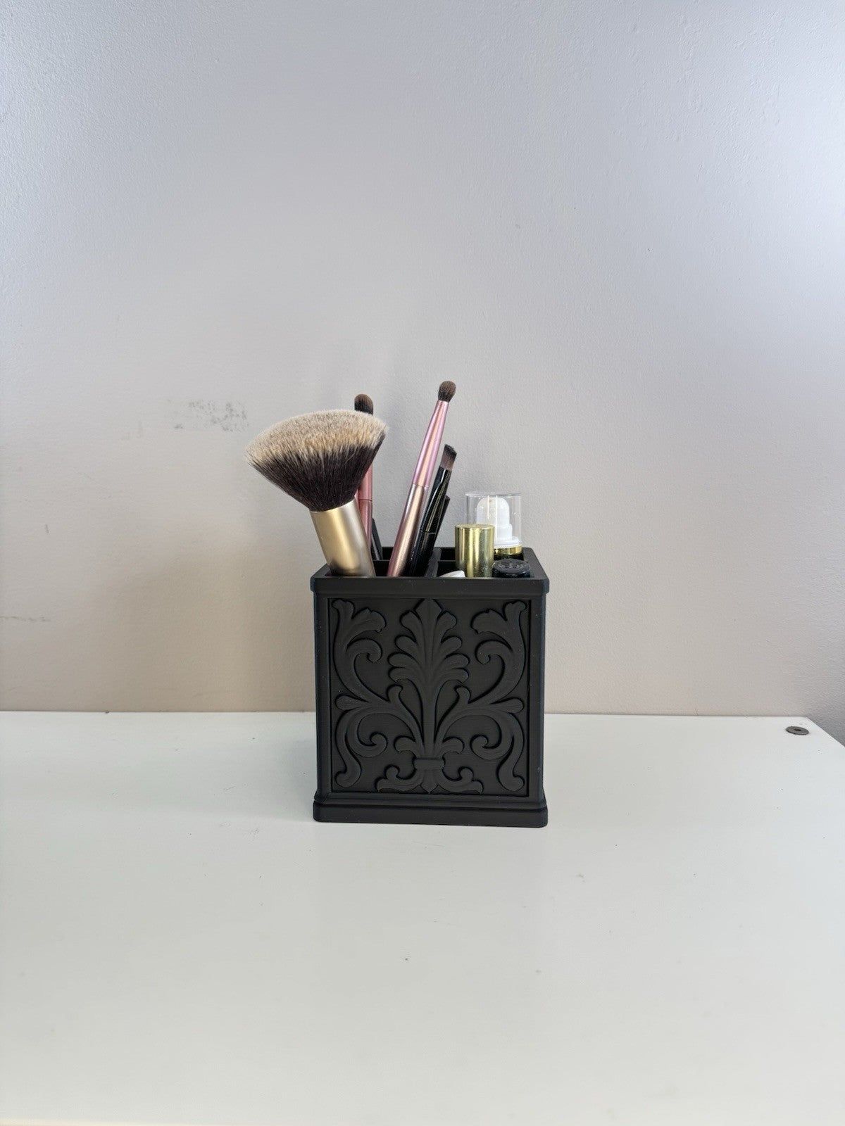 Ornate Desk Organiser | Black Makeup Brush Holder Pen Pot | Gothic Home Decor