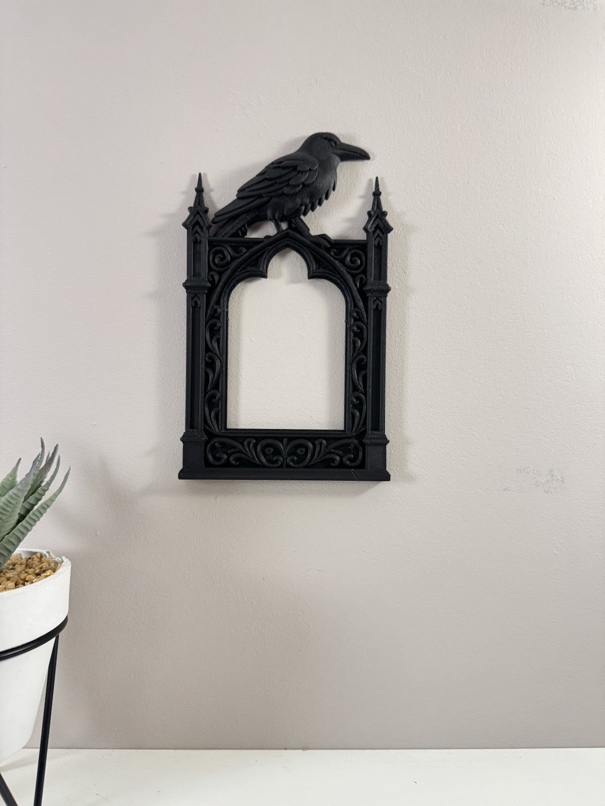 Gothic Raven Cathedral Frame | Black Dark Academia Wall Art