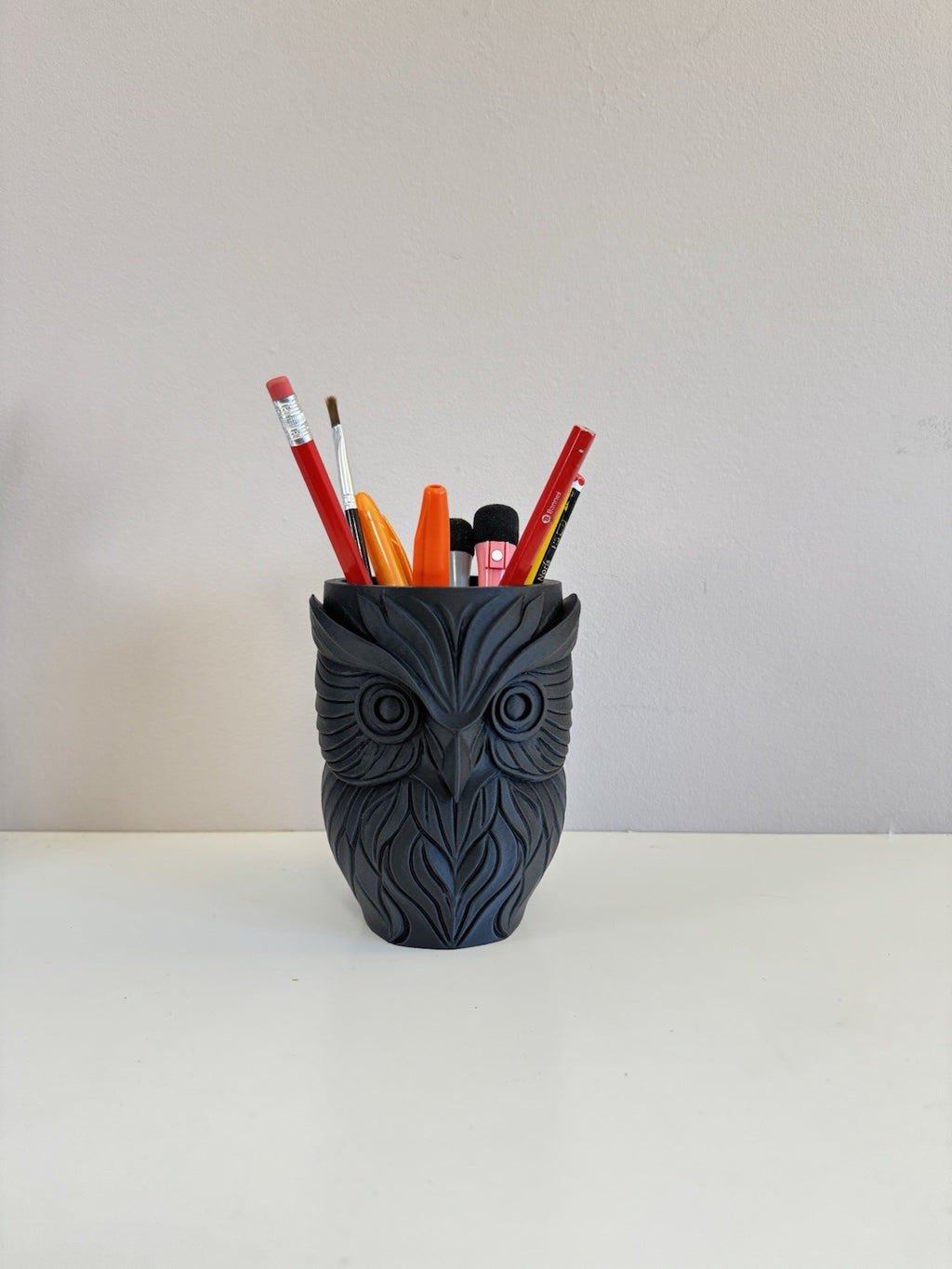 Gothic Owl Vase / Pen Holder – Black Desk & Home Decor | Unique Gothic Ornament