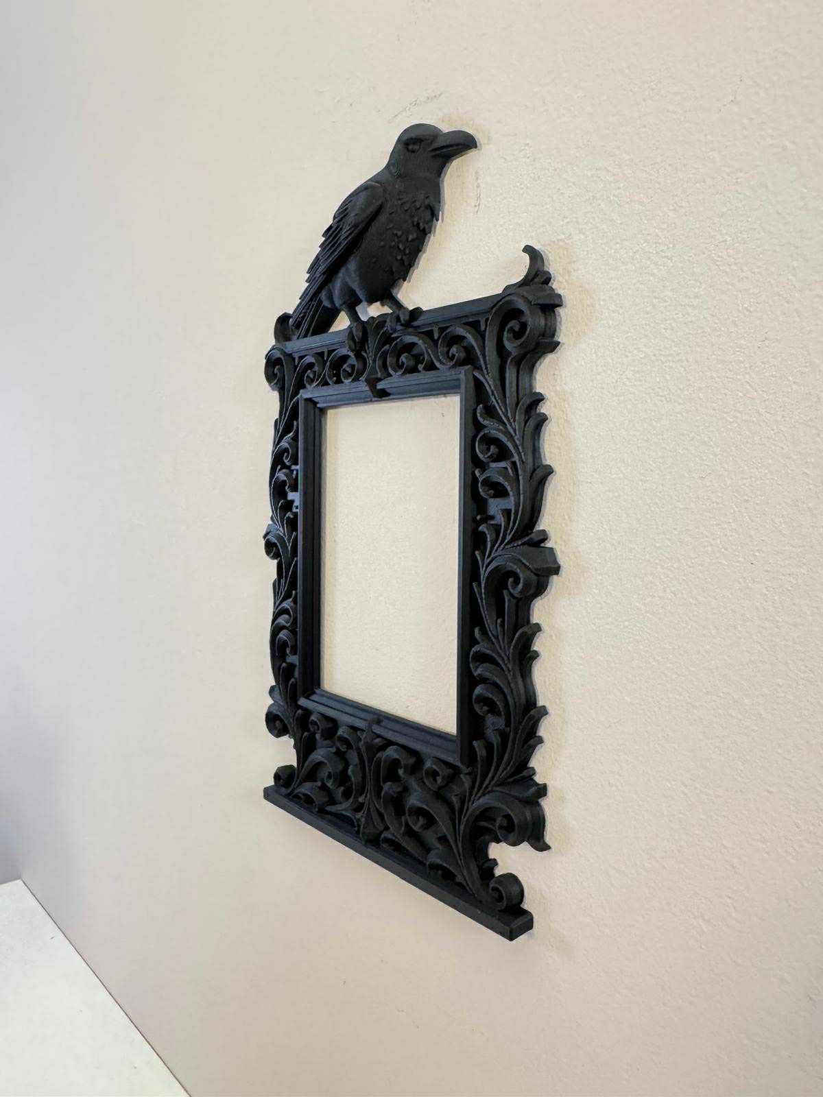 Gothic Raven Picture Frame | Dark Aesthetic Photo Frame | Crow Wall Decor | Vict
