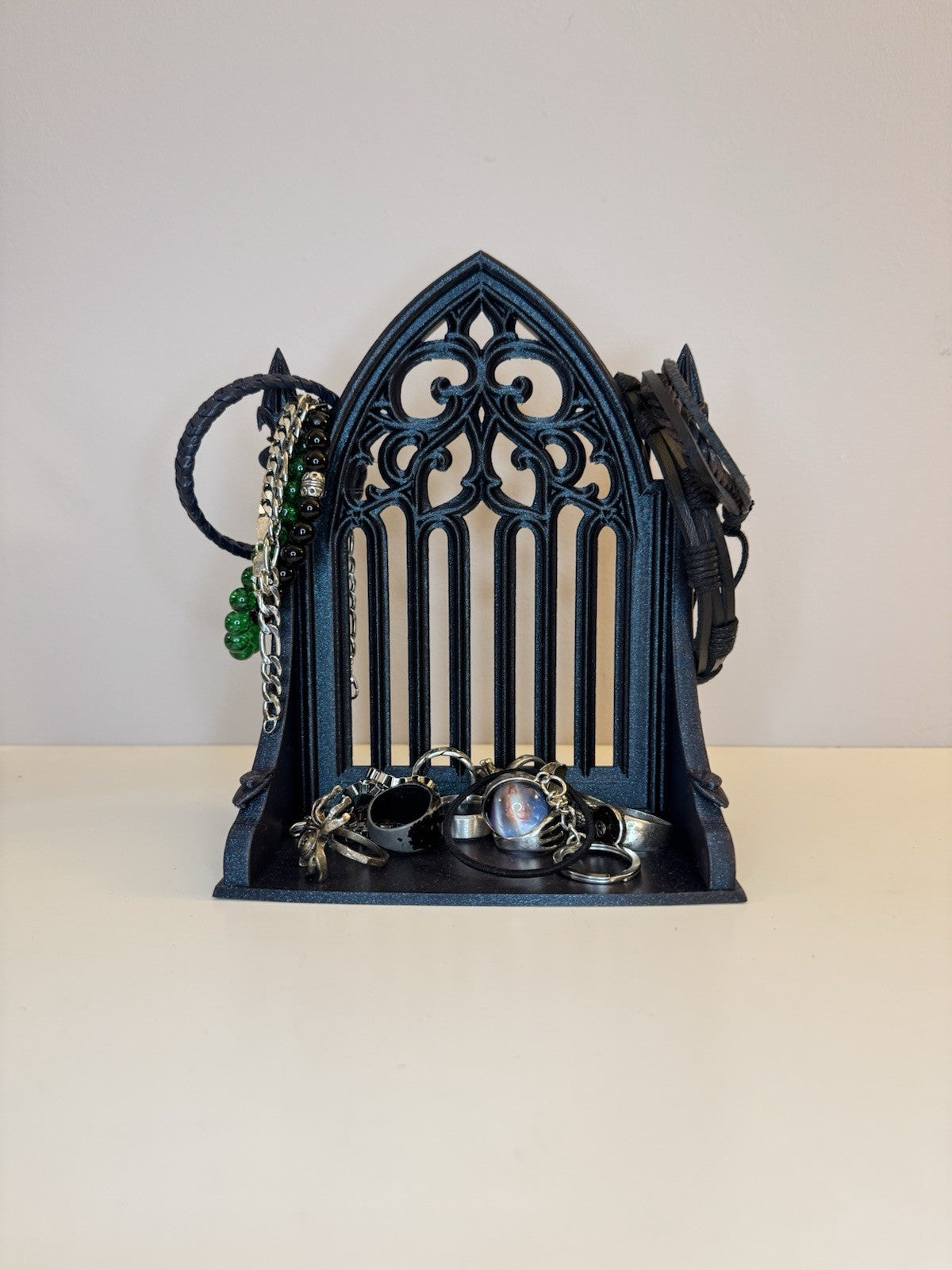 Gothic Galaxy Black Jewelry Stand | Cathedral Style Ring & Bracelet Holder Decor