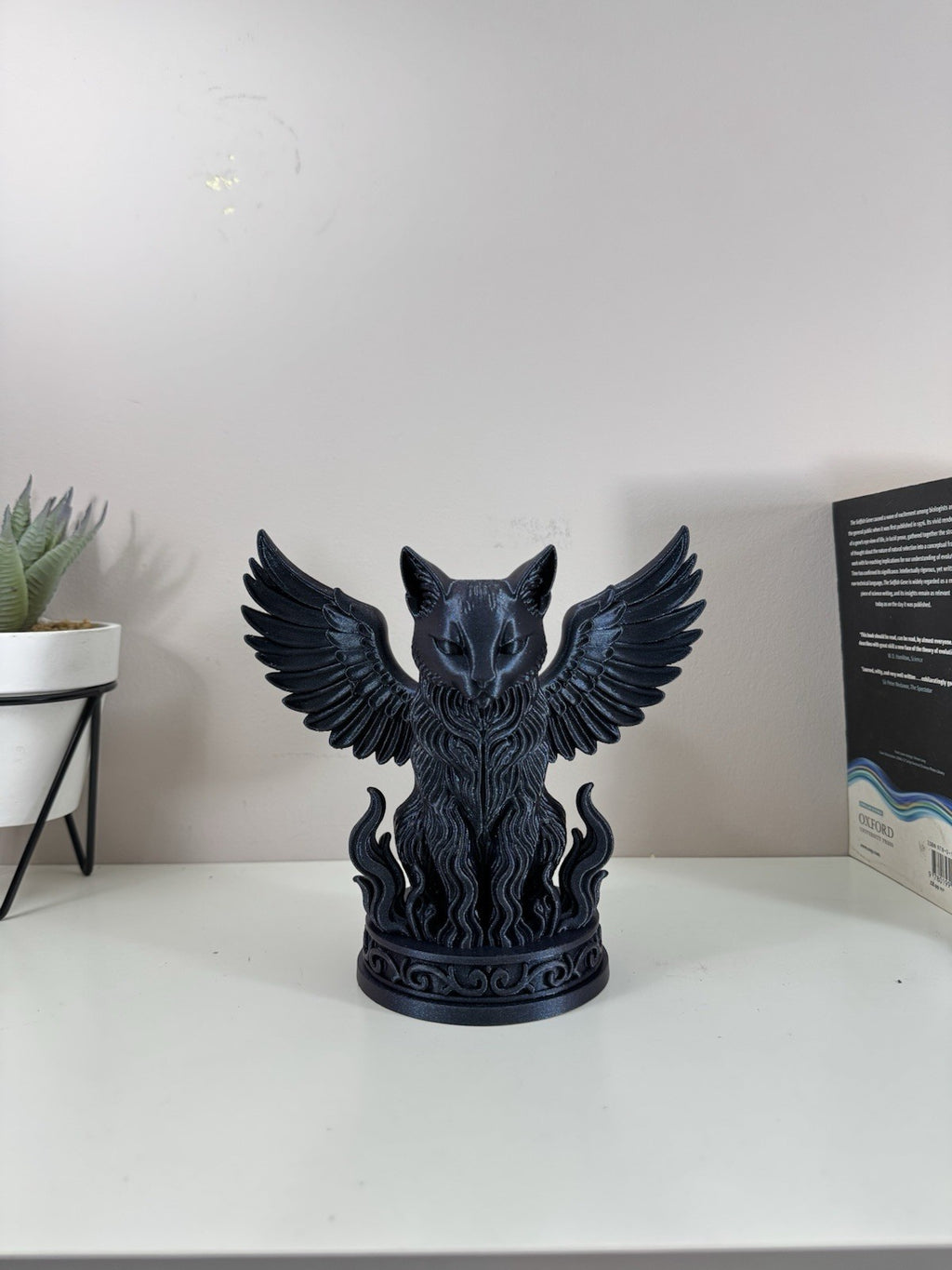 Gothic Winged Cat Statue – Dark Fantasy Decor Ornament | Galaxy Black Figurine
