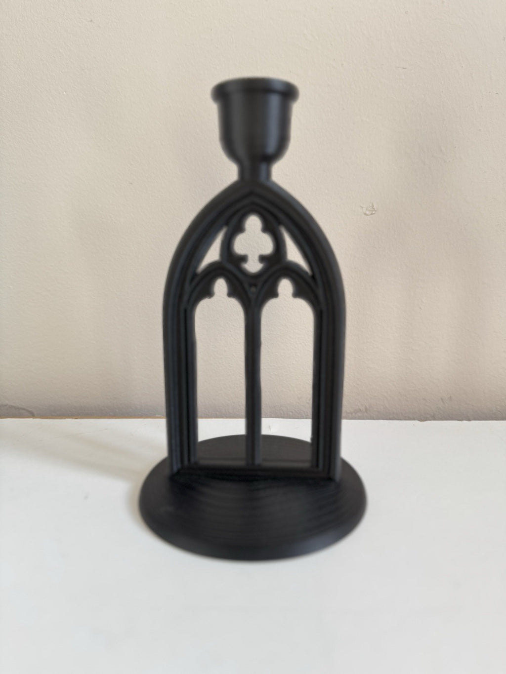 Gothic Arch Candle Holder - Black Cathedral Home Decor - Window Design