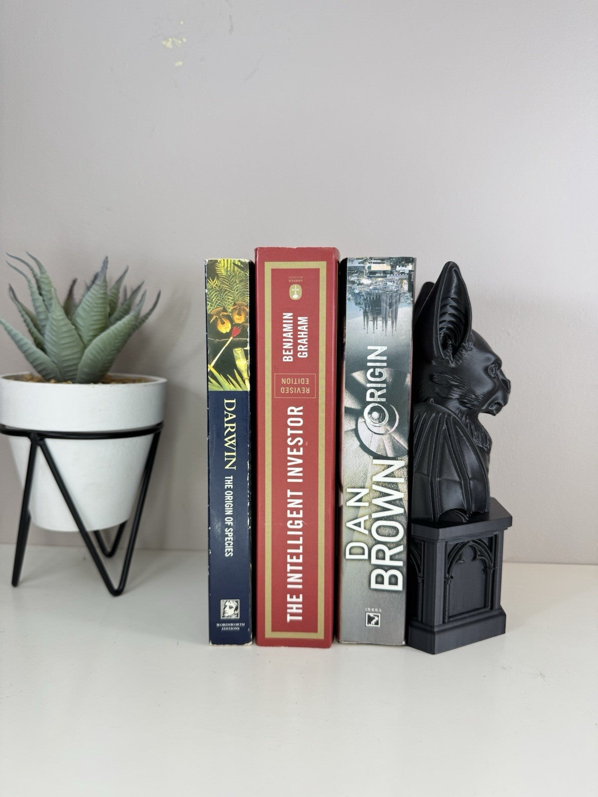 Gothic Bat Black Book Nook Bookend | Dark Fantasy Shelf Decor |  Home Decor