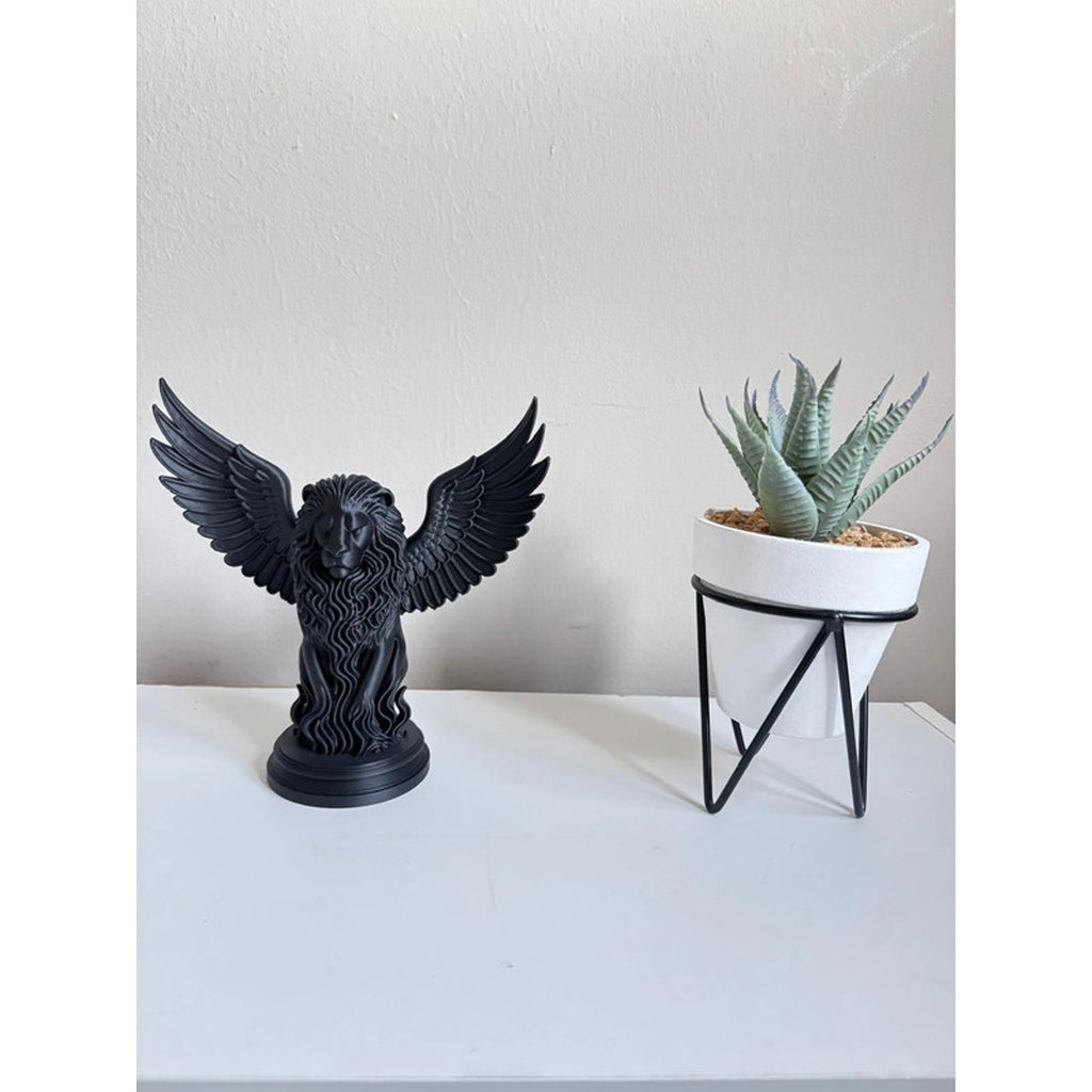 Gothic High Detail Winged Lion Statue – Majestic Mythical Decor - Fantasy decor.