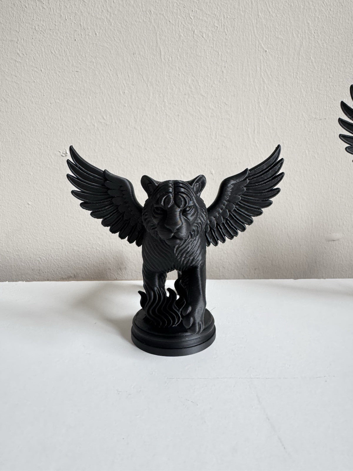 Gothic Tiger Statue - Black Wild Cat Figurine, Dark Animal Home Decor