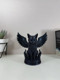 Gothic Winged Cat Statue – Dark Fantasy Decor Ornament | Galaxy Black Figurine