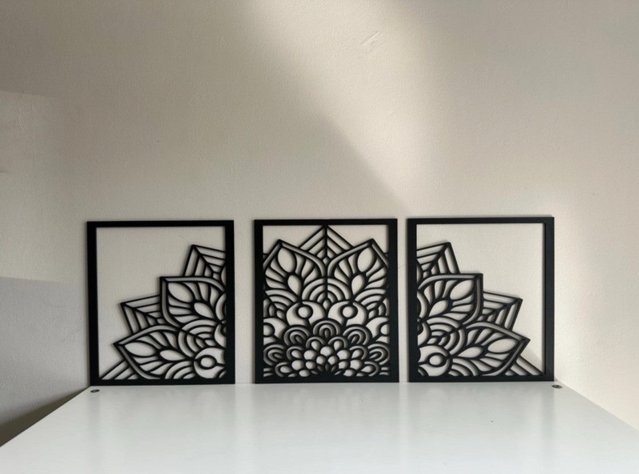 Mandala Wall Art - Black 3 Piece Set - Minimalist Yoga Wall Art