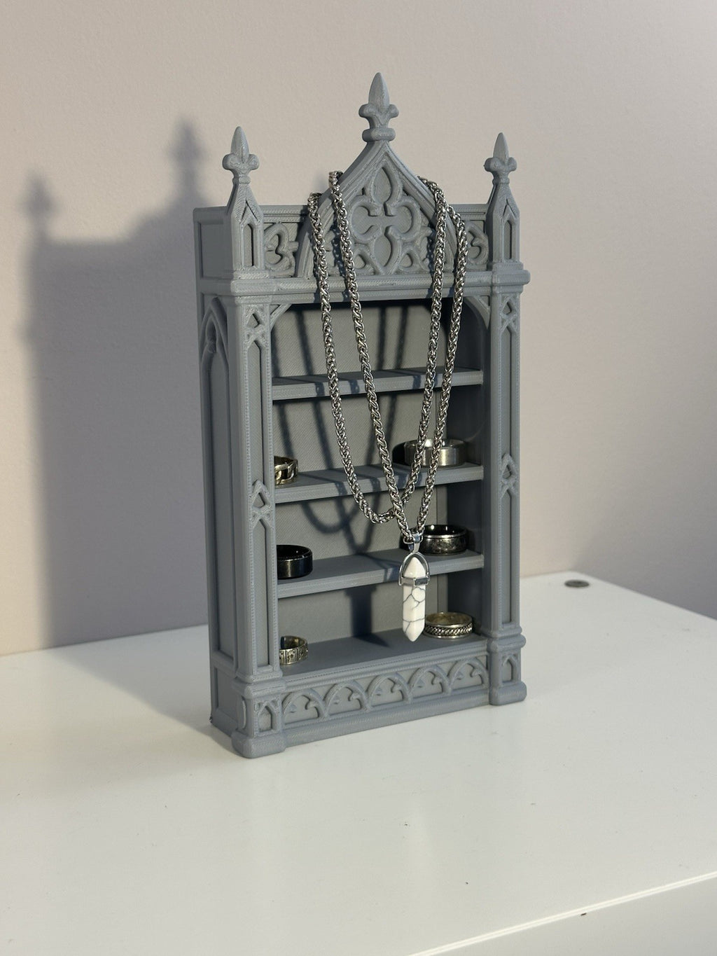 Gothic Cathedral Jewellery Shelf | Dark Academia Ring & Necklace Display