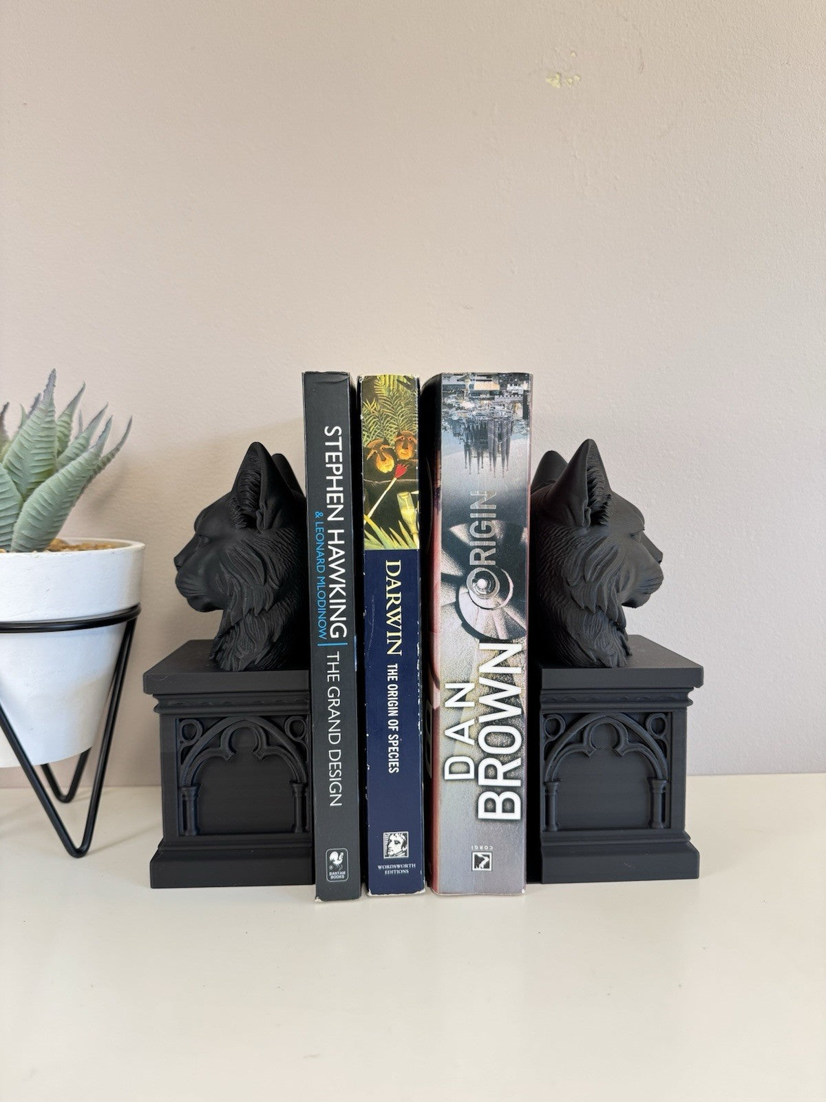 Set of 2 Gothic Cat Book Nooks – Black Bookshelf Decor | Dark Academia – 18 Cm