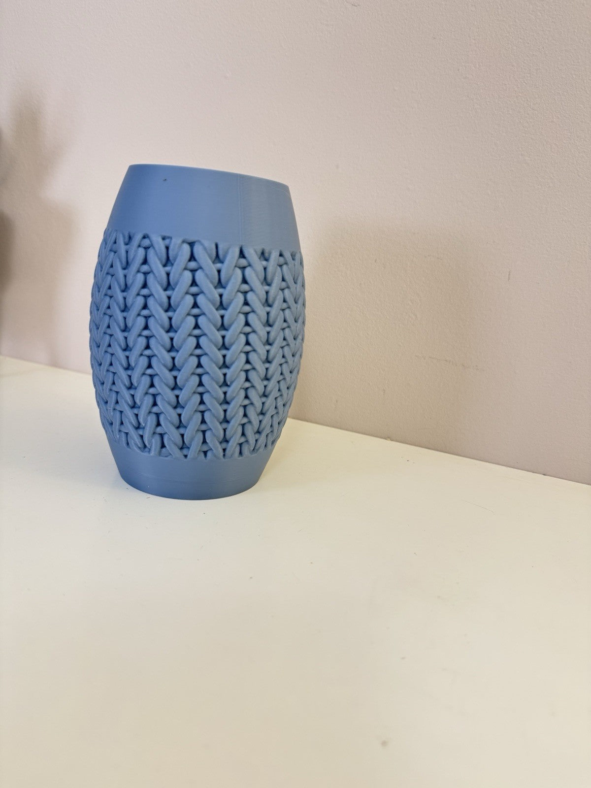 Blue Textured Knit-Pattern Vase – Modern Decorative Dry Flower Holder Home Decor