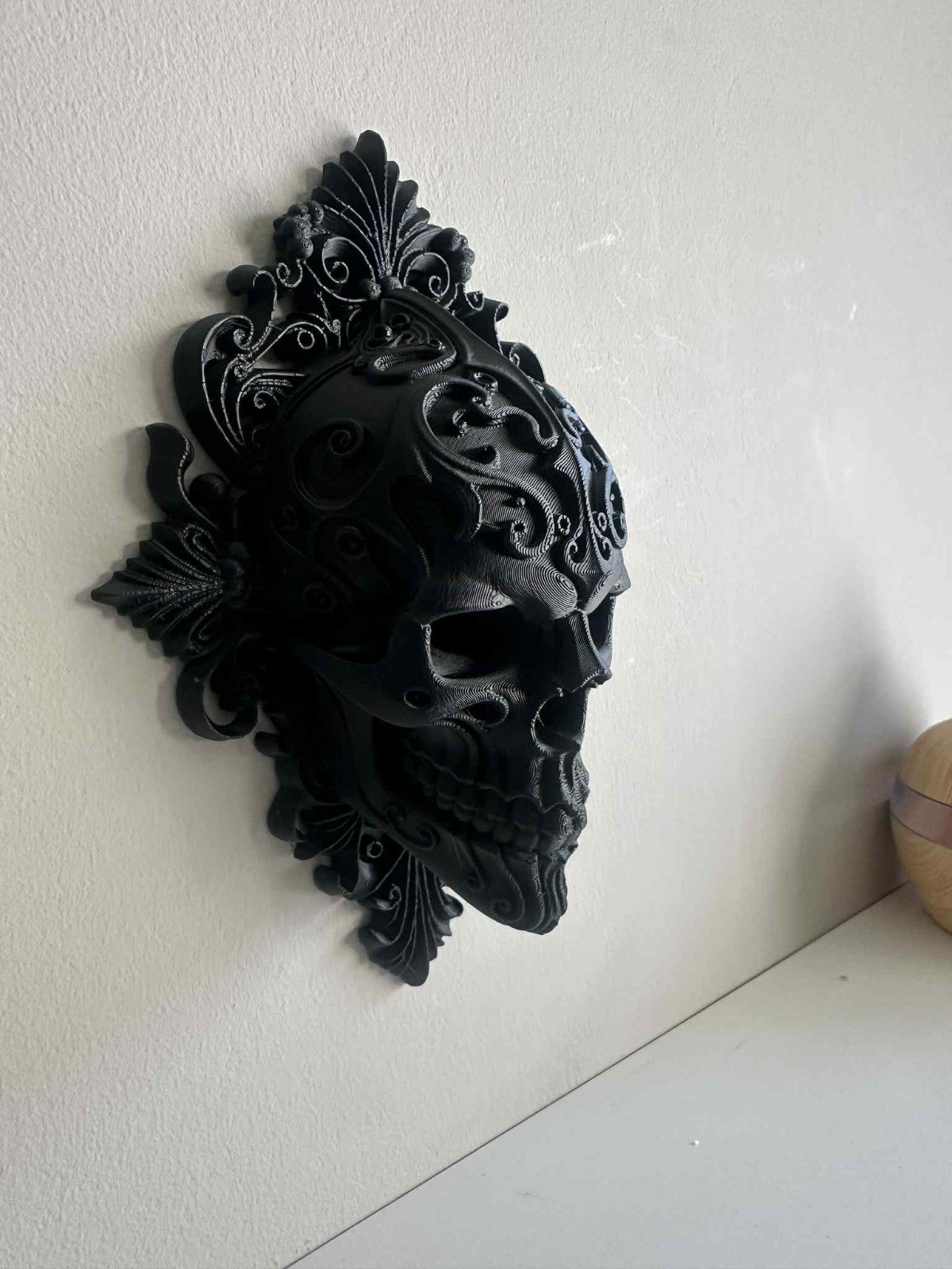Gothic Black Ornate Skull Wall Plaque – Thick High Detail Baroque Frame Large.