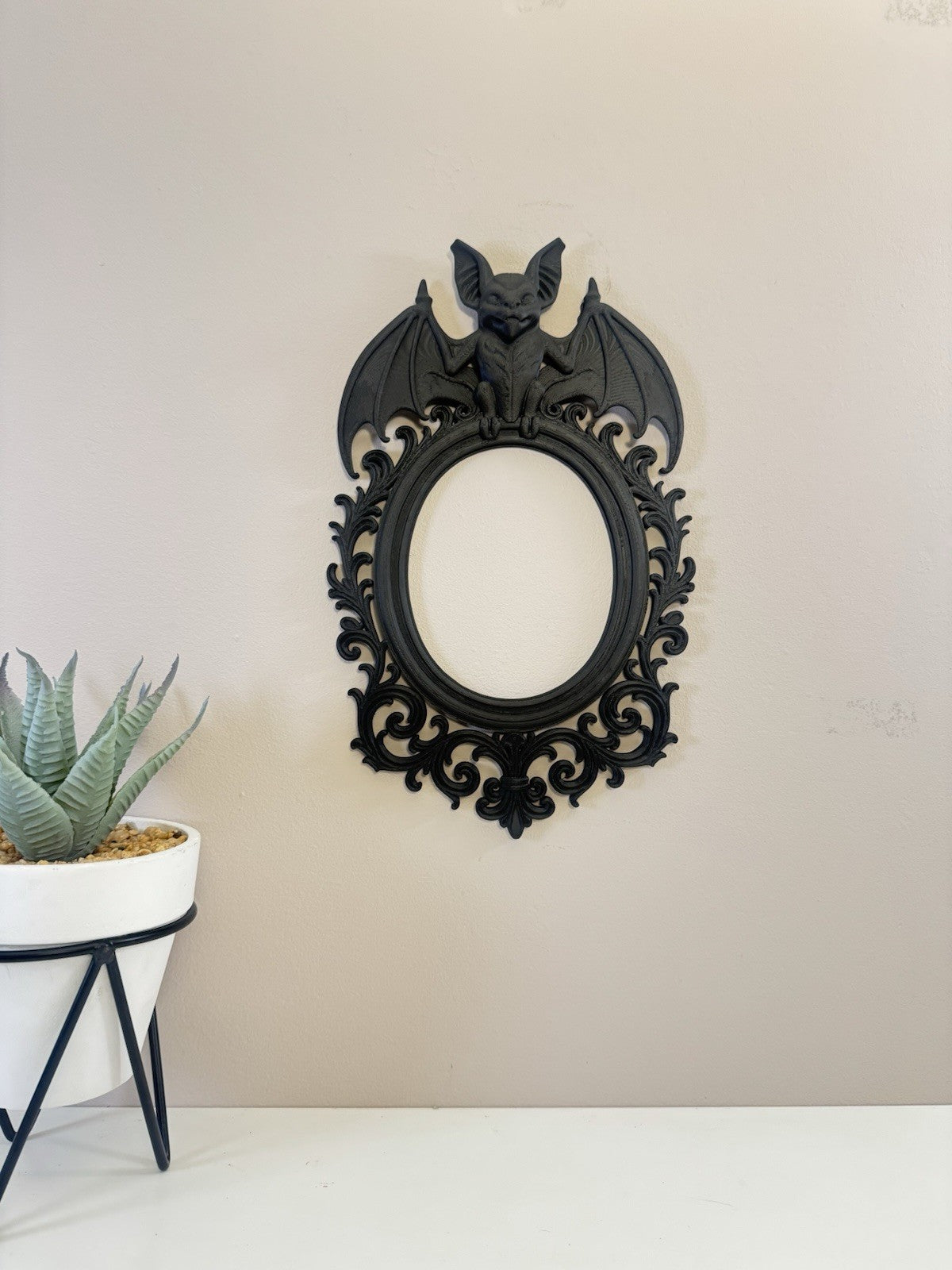 Gothic Bat Frame – Black Victorian Wall Art, Home Decor - 27 x 16 Cm