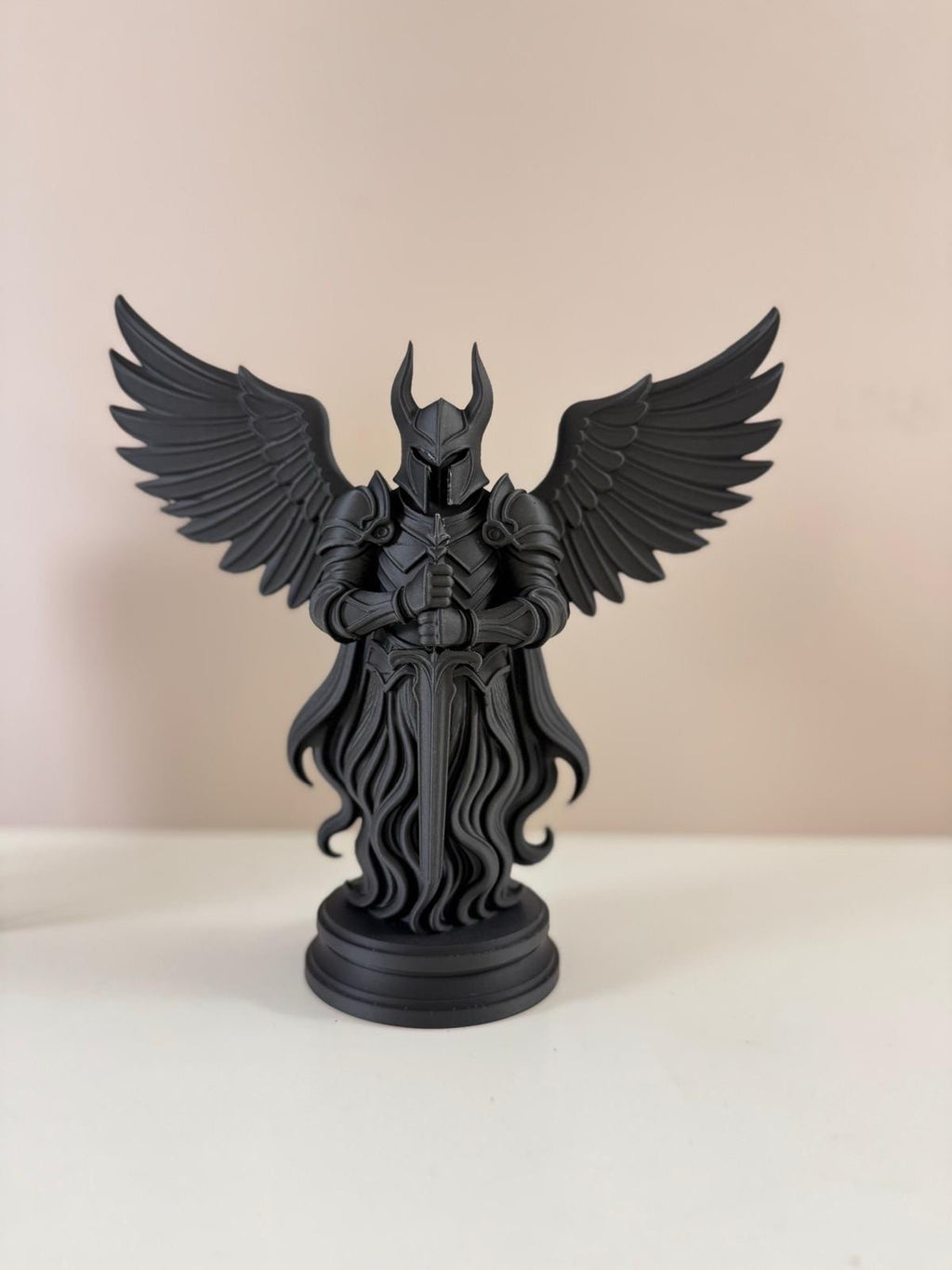 🖤 Dark Winged Knight Statue - Gothic Warrior Figurine - Black Home Decor