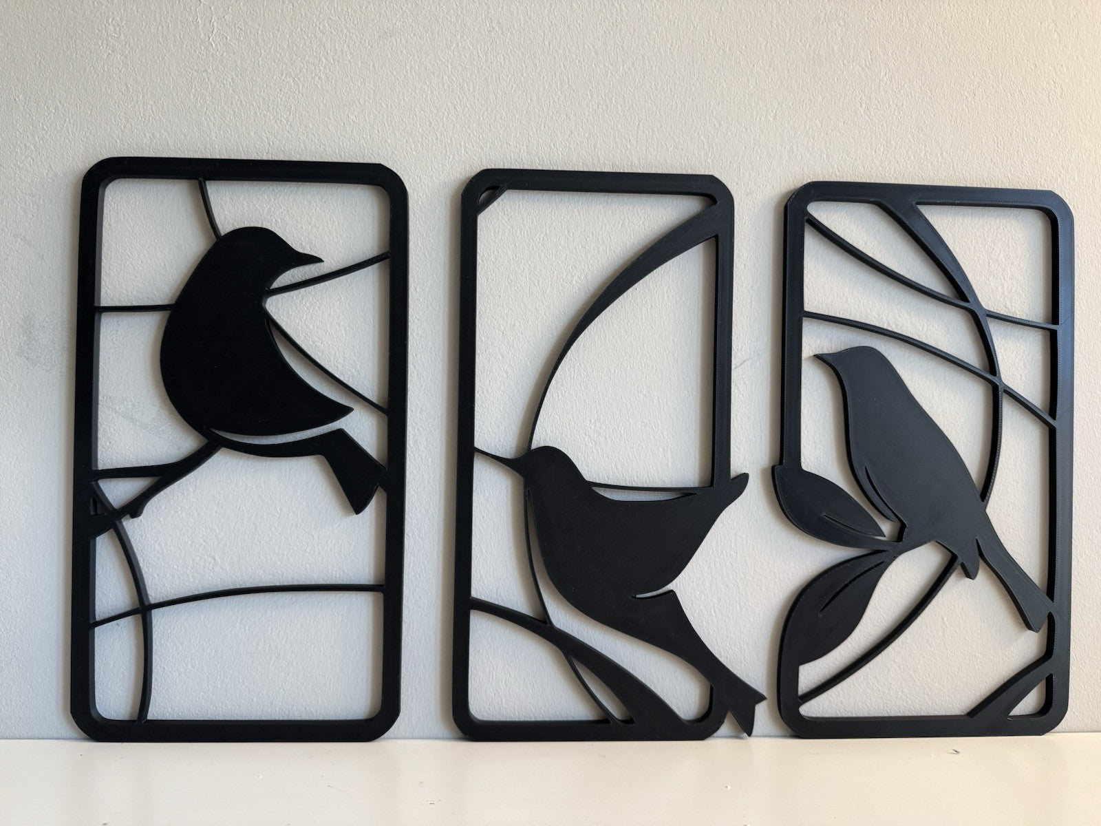 Modern Bird Wall Art Set of 3 | Minimalist Black Wall Decor | Nature Artwork