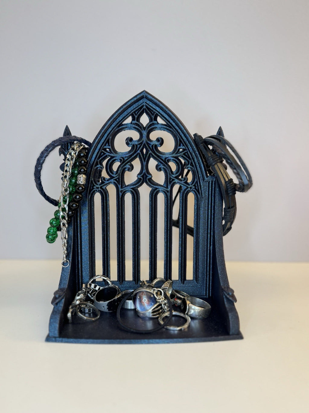 Gothic Galaxy Black Jewelry Stand | Cathedral Style Ring & Bracelet Holder Decor