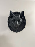 Gothic Black Cat Wall Art - Sphynx Cat Head Frame, Dark Occult Home Decor