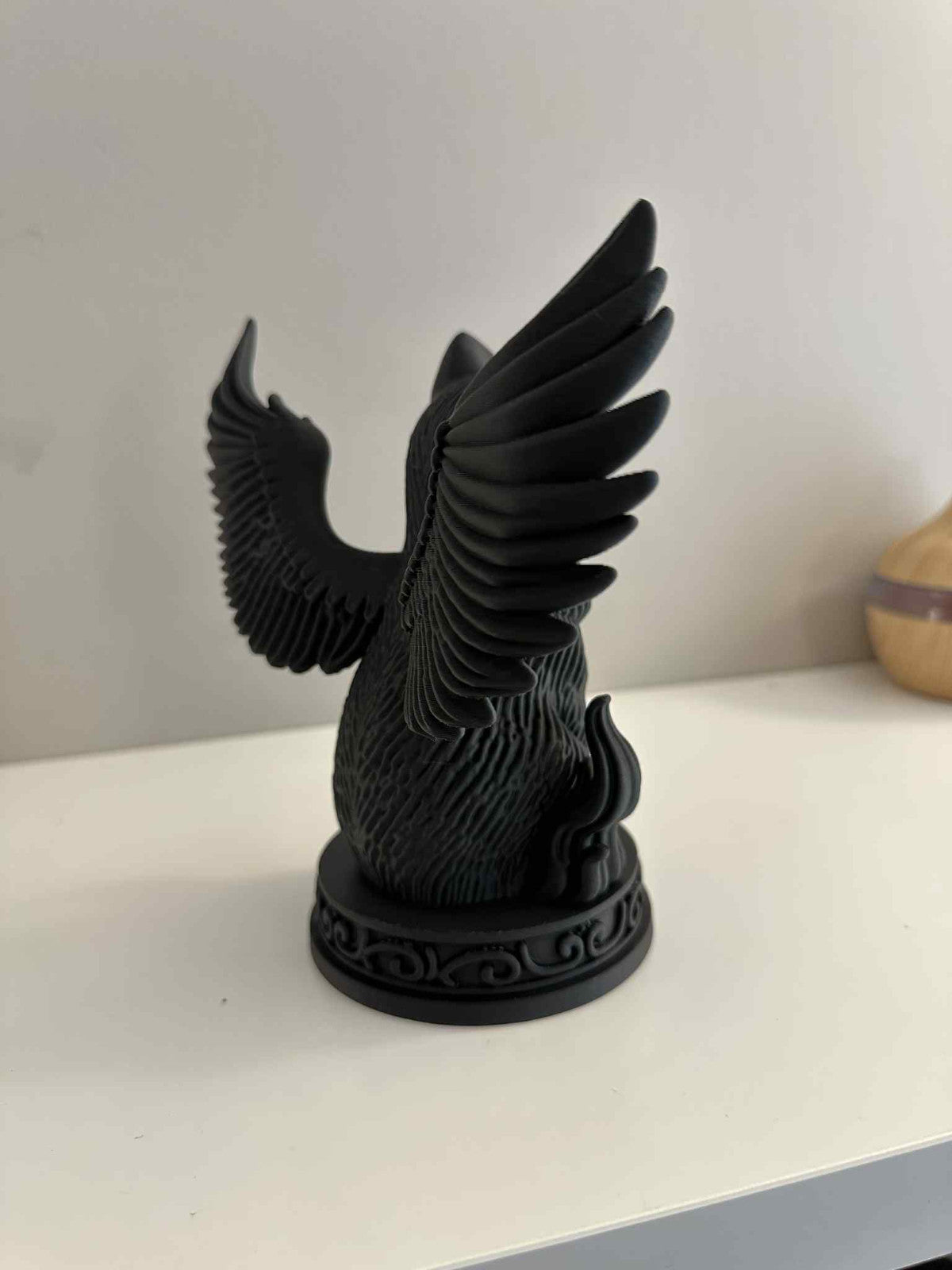 Gothic Winged Cat Statue – Black Flame Guardian Figurine