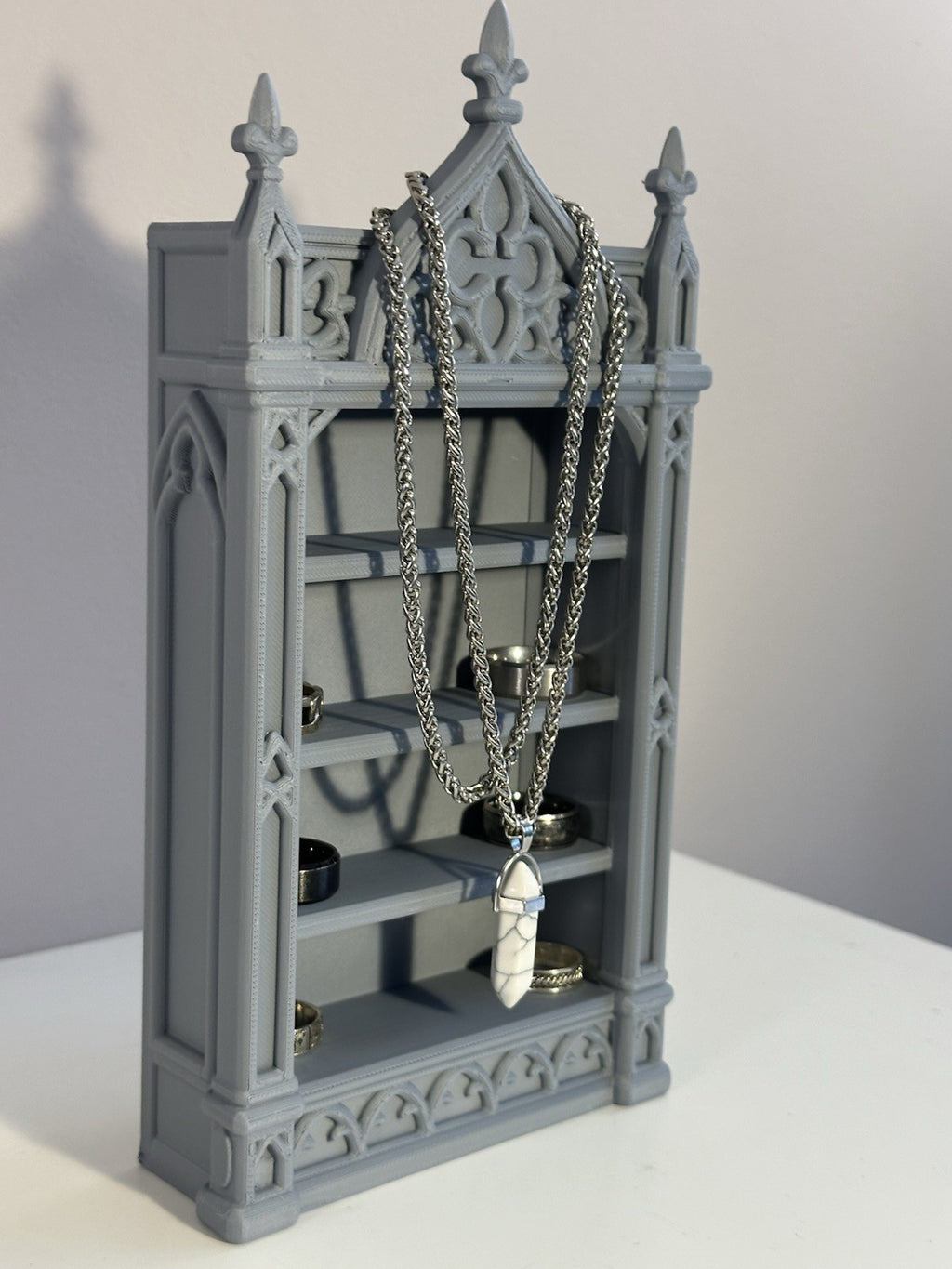 Gothic Cathedral Jewellery Shelf | Dark Academia Ring & Necklace Display
