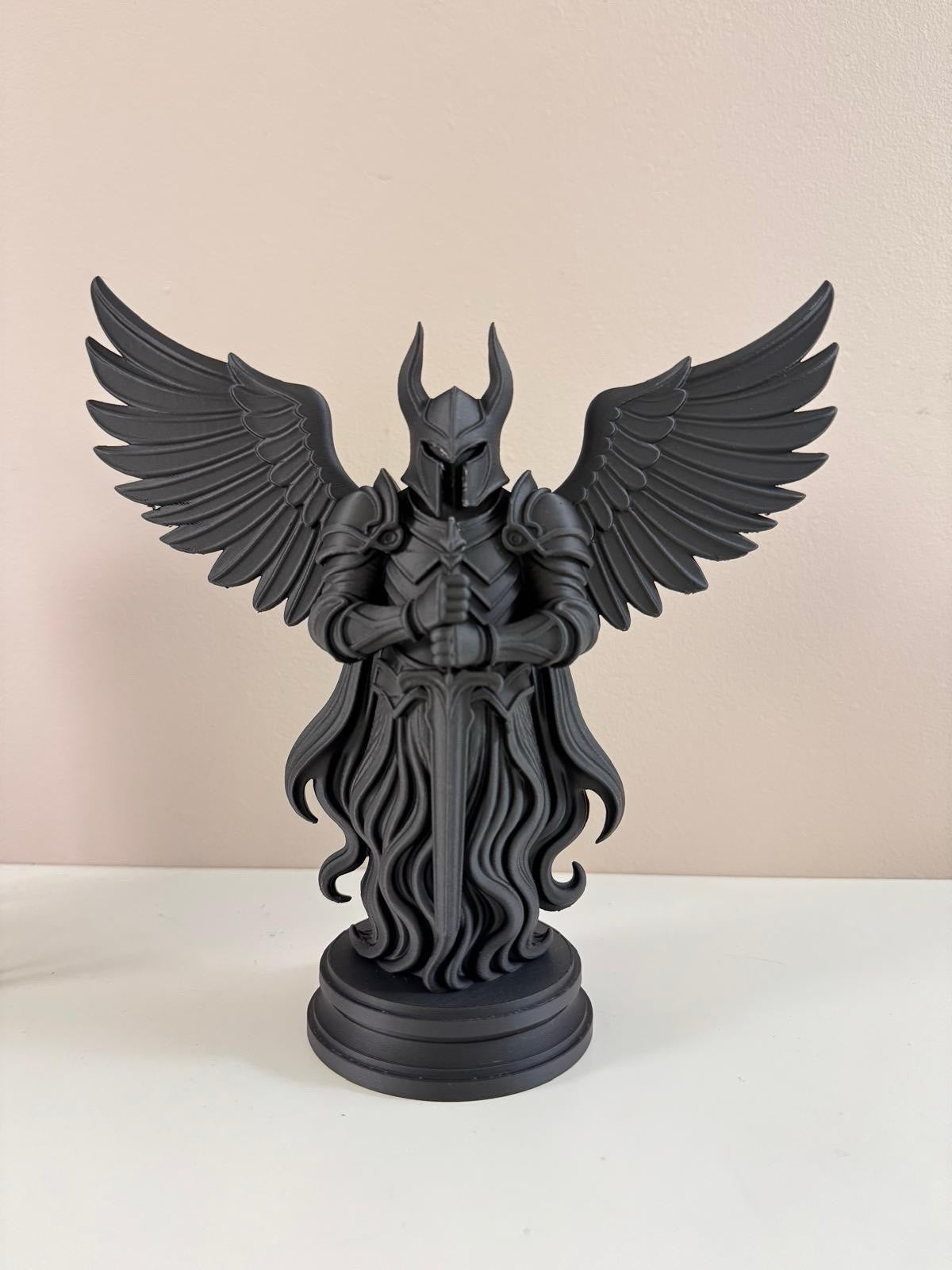 🖤 Dark Winged Knight Statue - Gothic Warrior Figurine - Black Home Decor