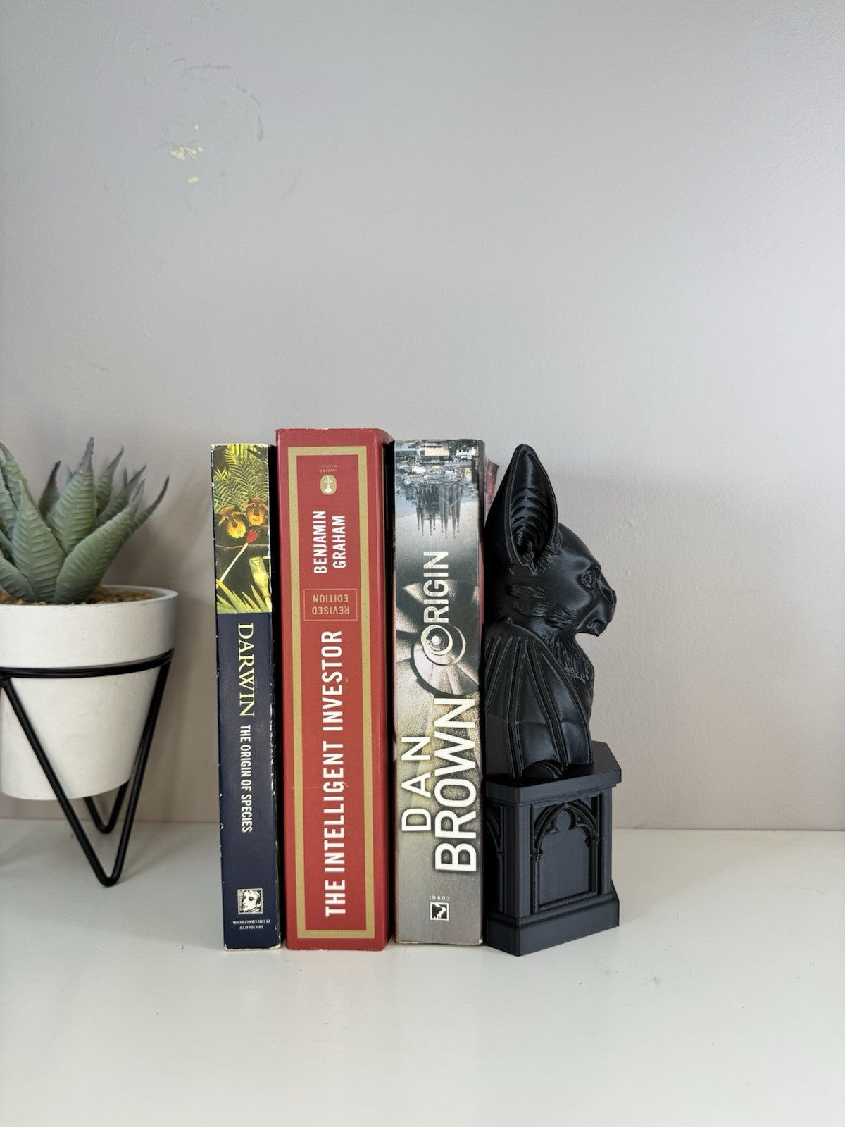 Gothic Bat Black Book Nook Bookend | Dark Fantasy Shelf Decor |  Home Decor