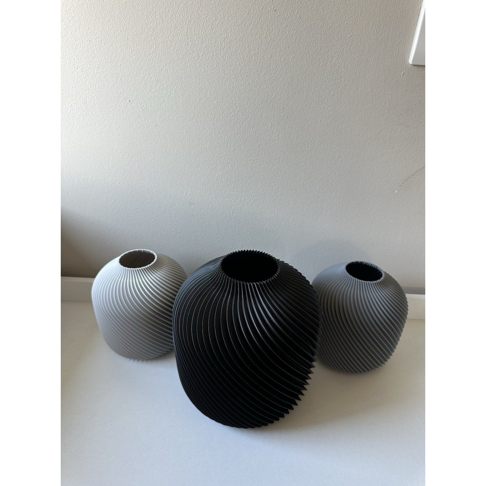 Trio Spiral Vase Set, Decorative Dried Flower Vases.