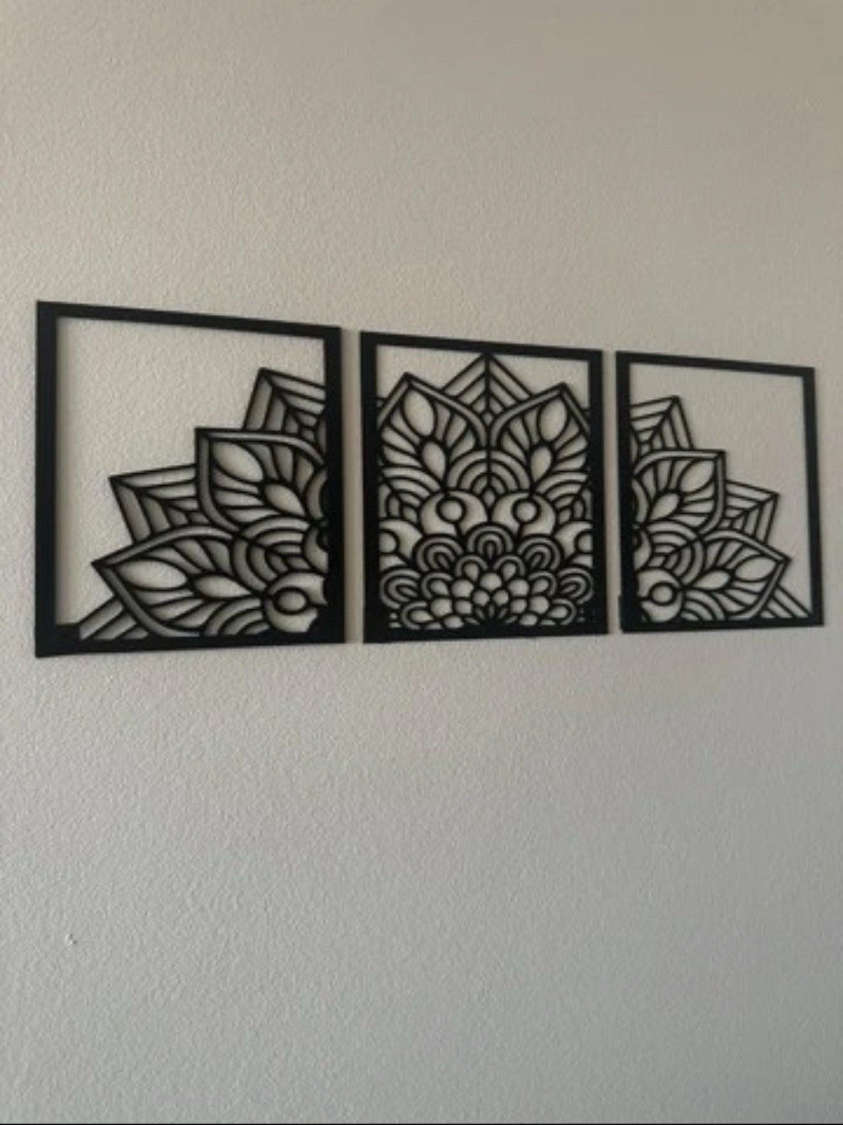 Mandala Wall Art - Black 3 Piece Set - Minimalist Yoga Wall Art