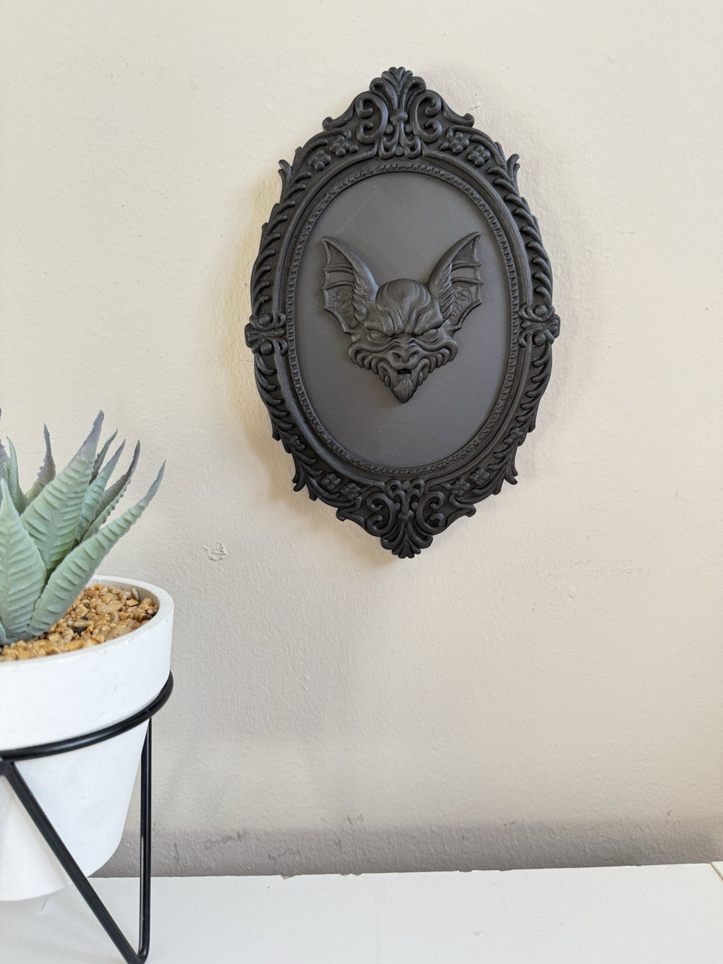 Gothic Bat Wall Art Frame - Dark Halloween Home Decor, Vampire Bat Design