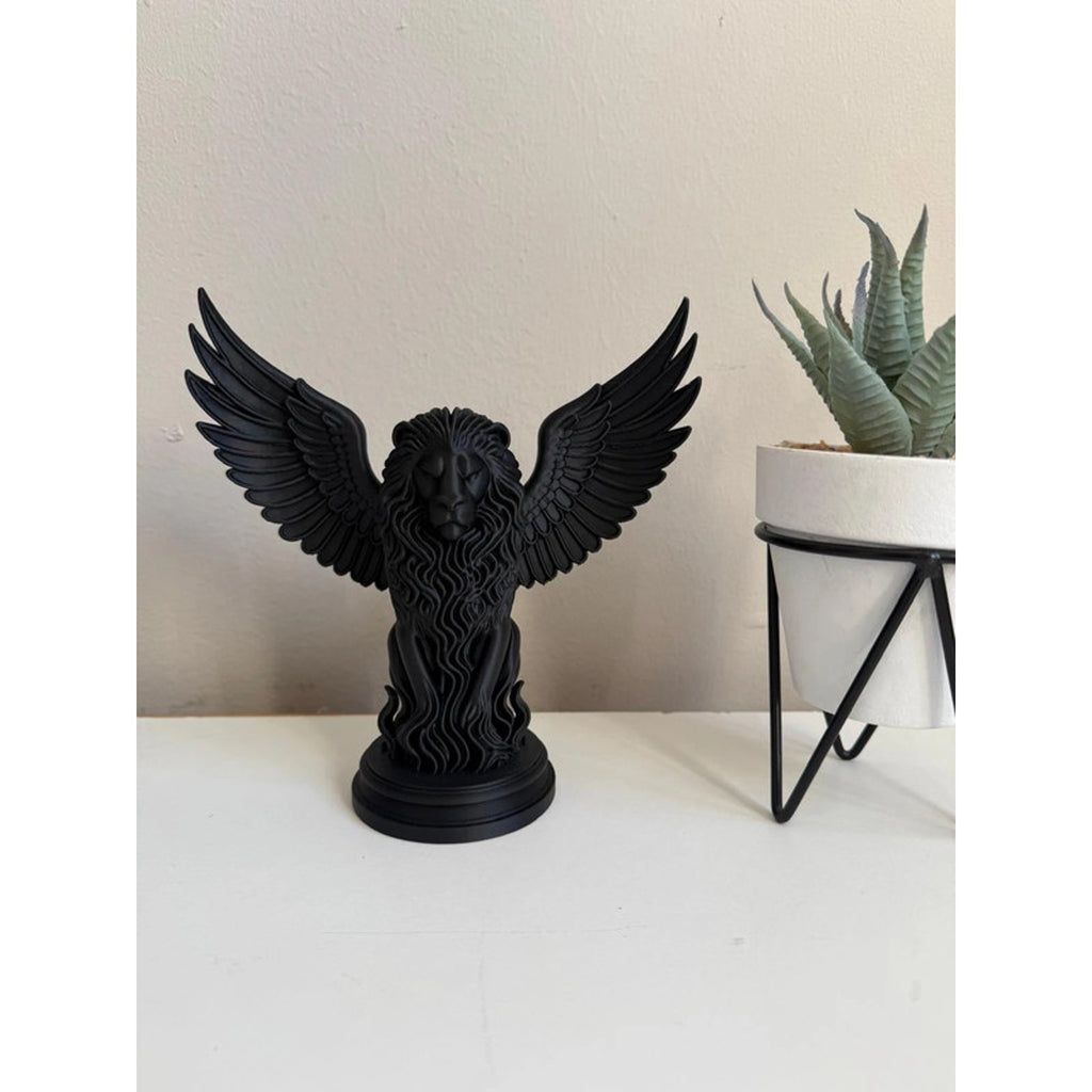 Gothic High Detail Winged Lion Statue – Majestic Mythical Decor - Fantasy decor.