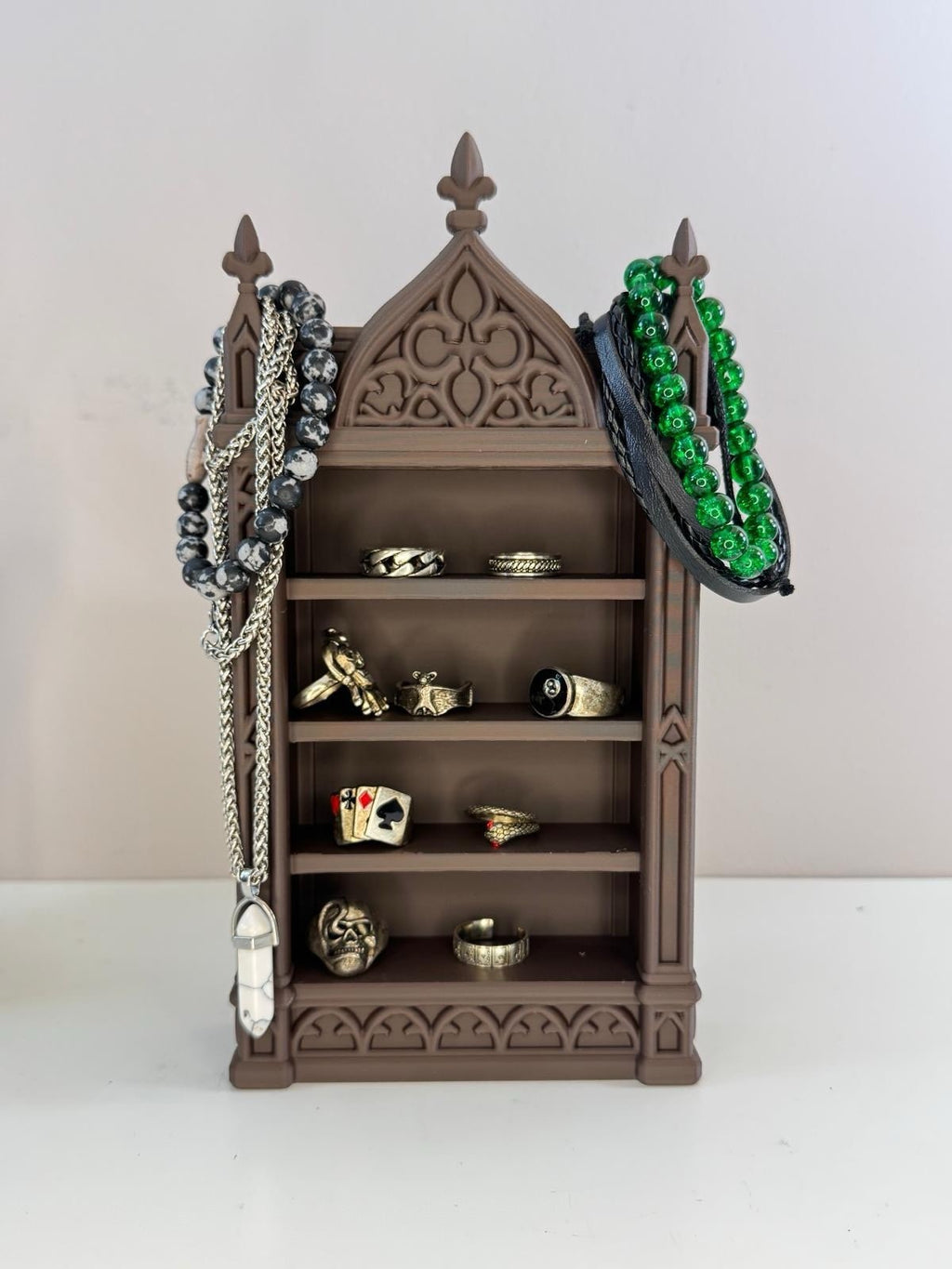 Gothic Jewellery Shelf Display | Chocolate brown Cathedral Shelf Home Decor