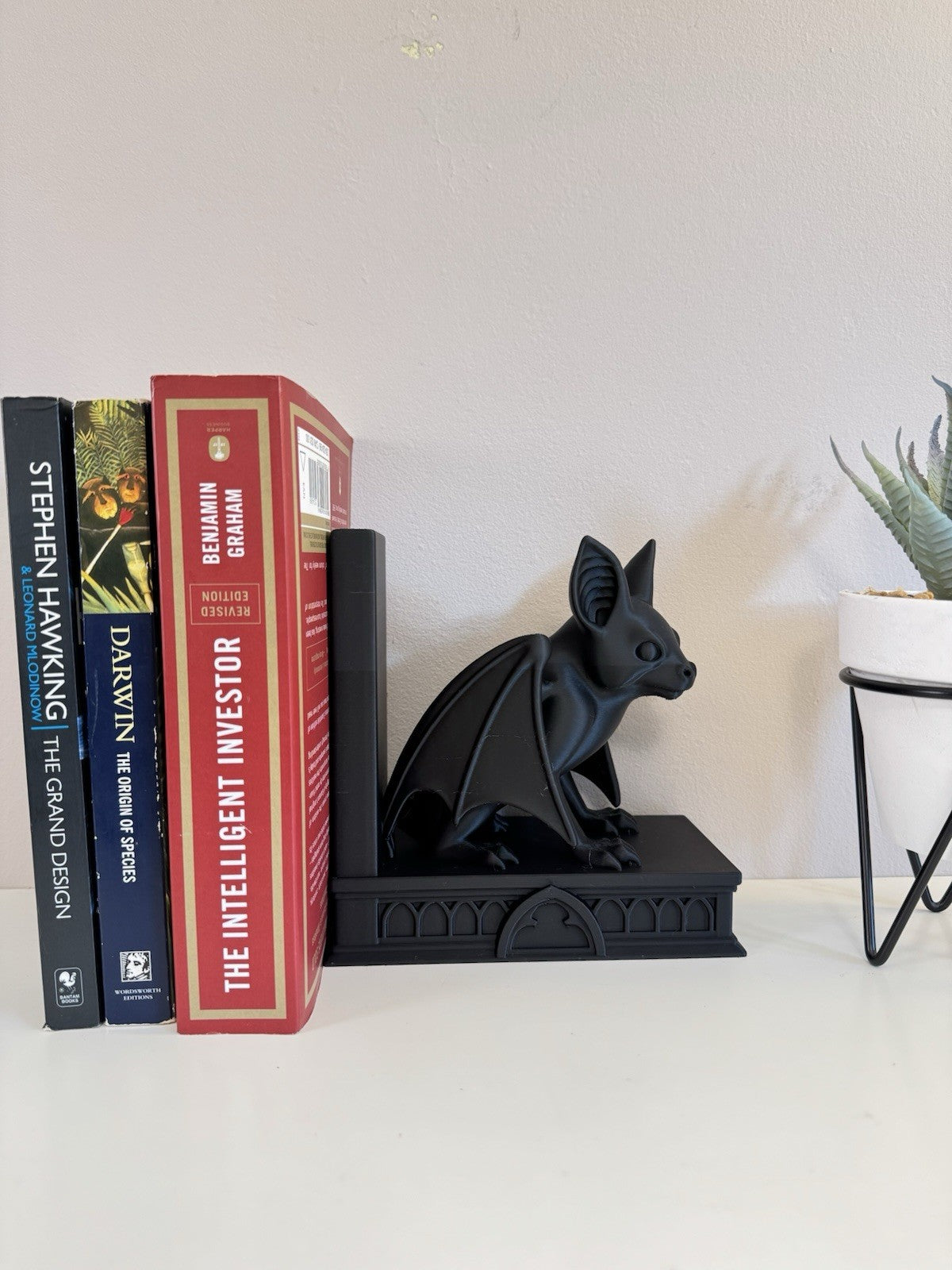 Bat Book End – Book Shelf Insert & Bookend, Gothic Decor.