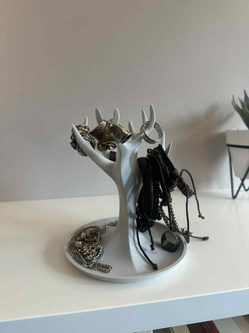 Antler Jewellery Holder Stand With Tray – Modern Ring & Necklace Organiser