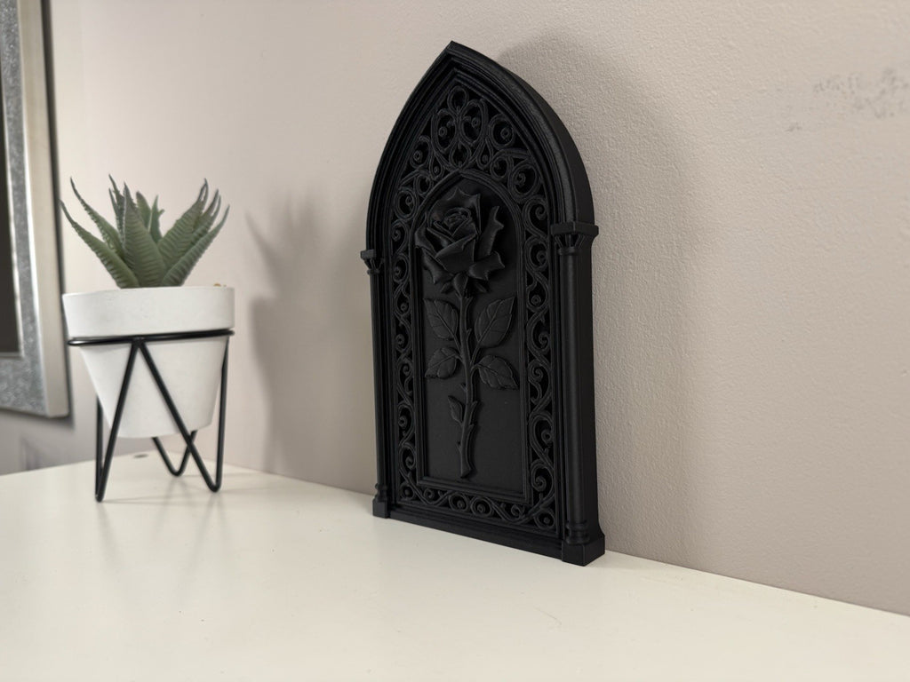 Gothic Rose Wall Frame – Black Ornate Baroque Home Decor - 20*12 Cm