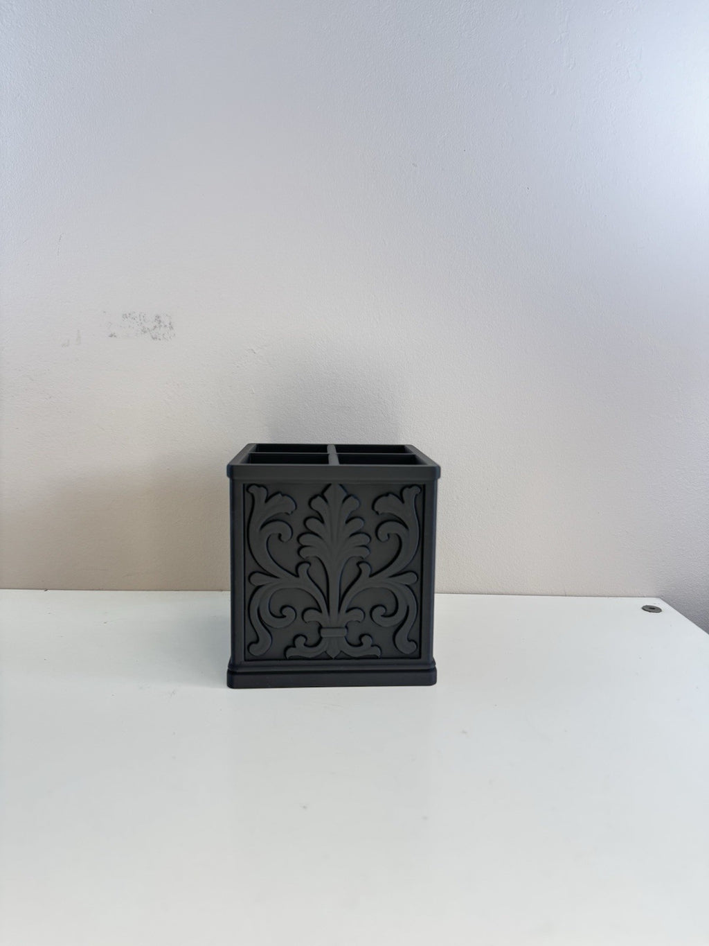 Ornate Desk Organiser | Black Makeup Brush Holder Pen Pot | Gothic Home Decor