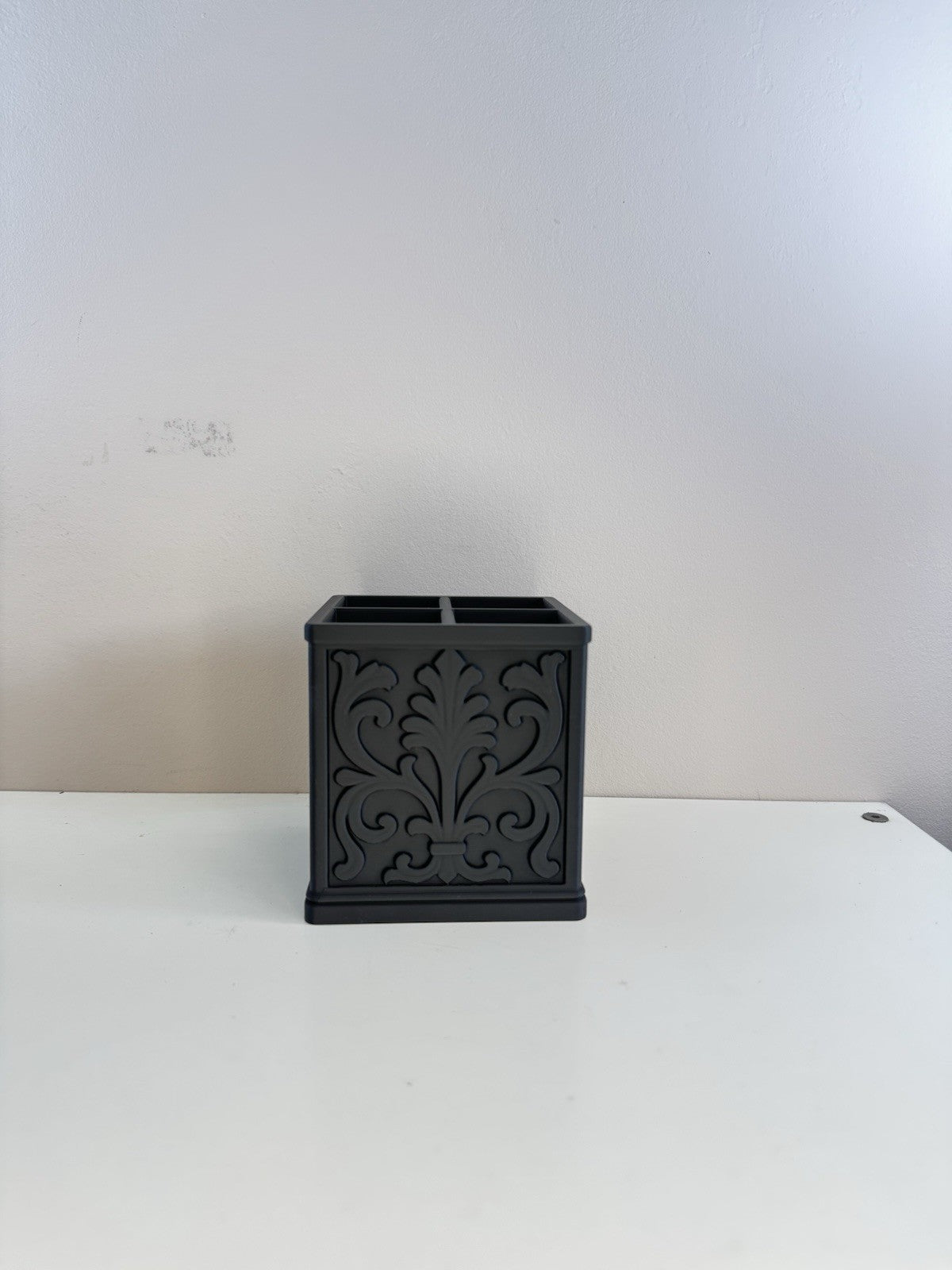 Ornate Desk Organiser | Black Makeup Brush Holder Pen Pot | Gothic Home Decor