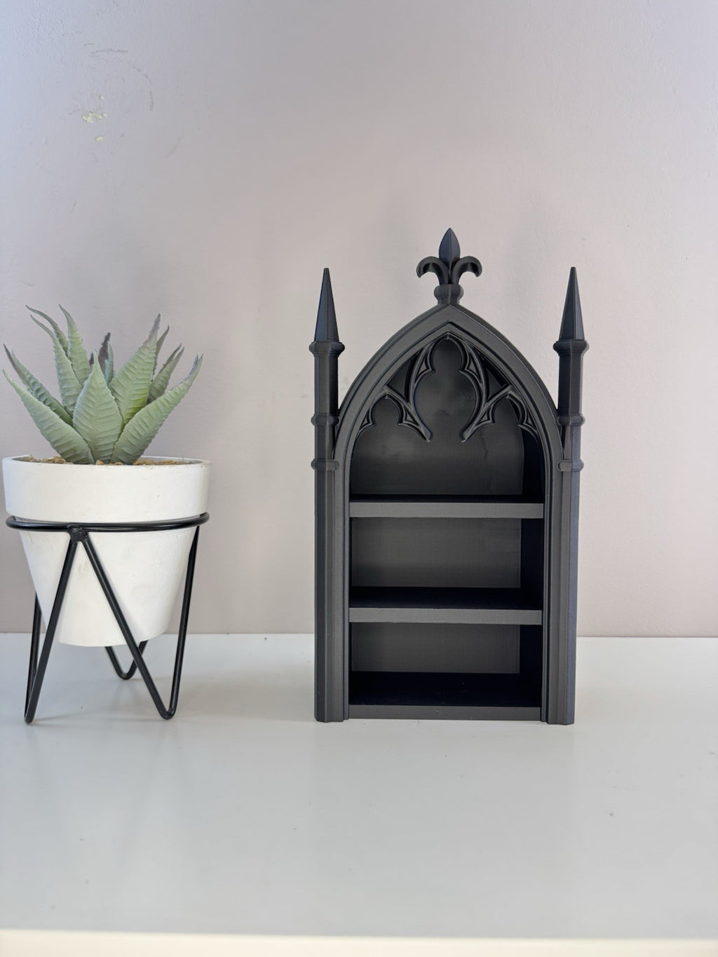 Gothic Cathedral Jewellery Shelf | Black Tabletop Ring & Necklace Organiser