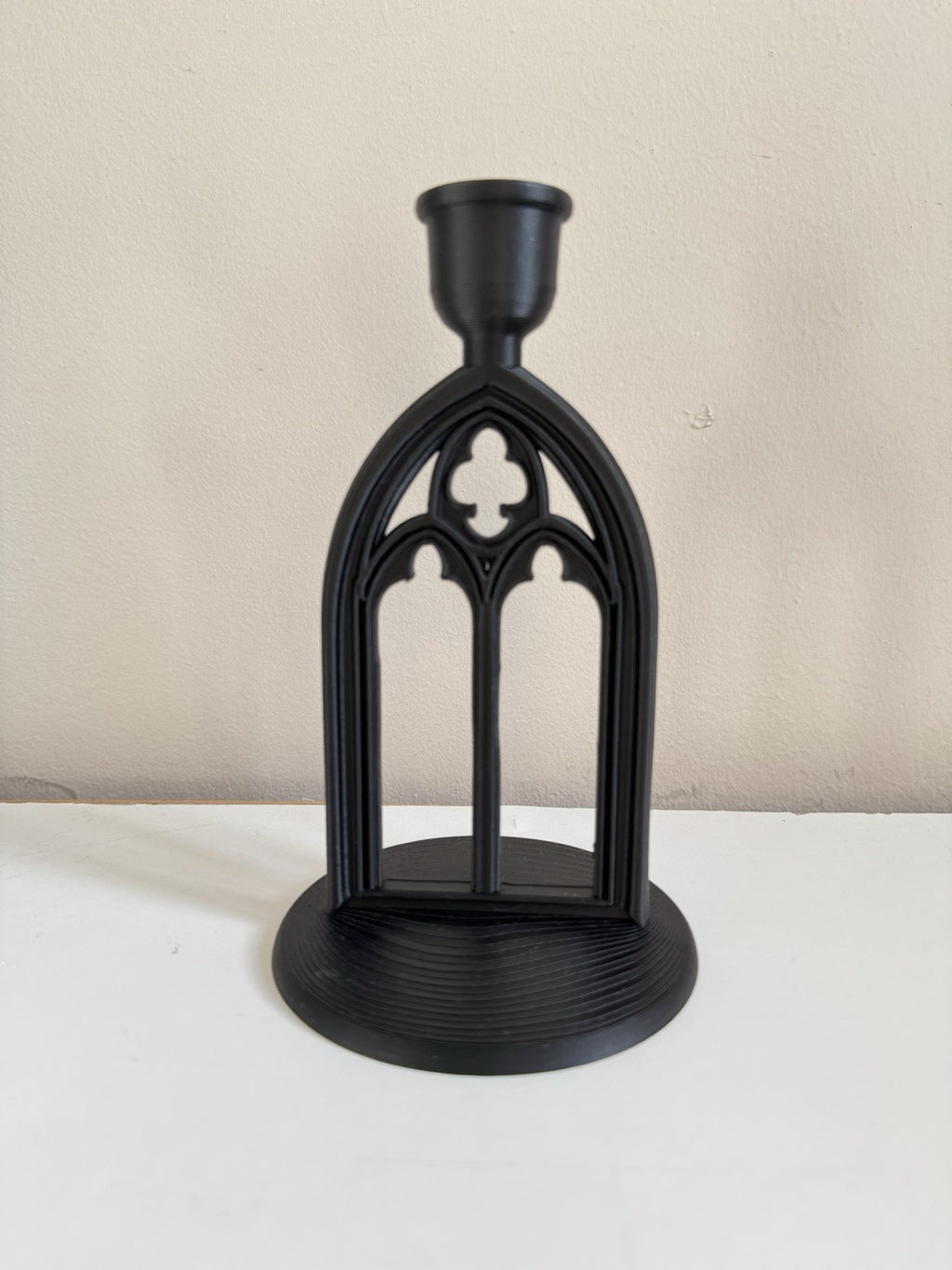 Gothic Arch Candle Holder - Black Cathedral Home Decor - Window Design