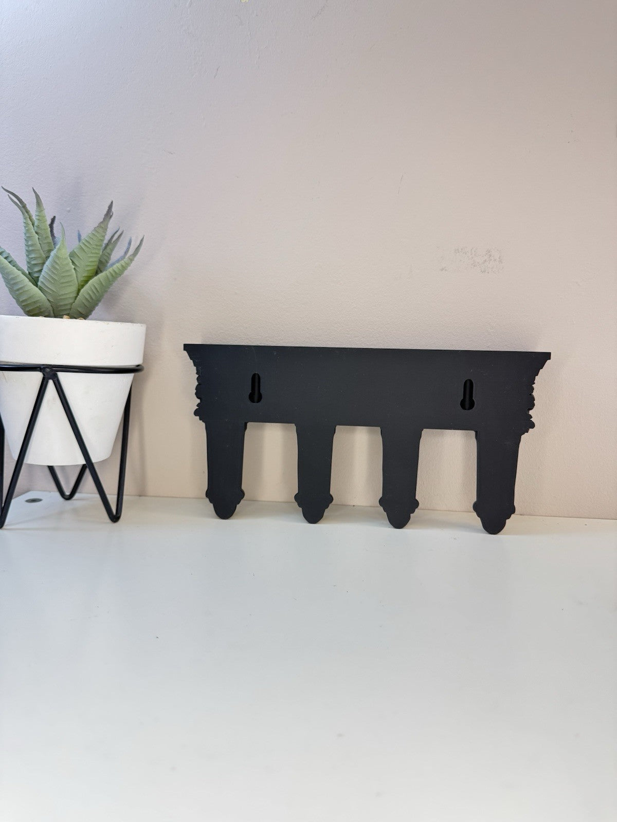 Gothic Black Roman Wall Shelf | Ornate Column Floating Shelf | Dark Home Décor
