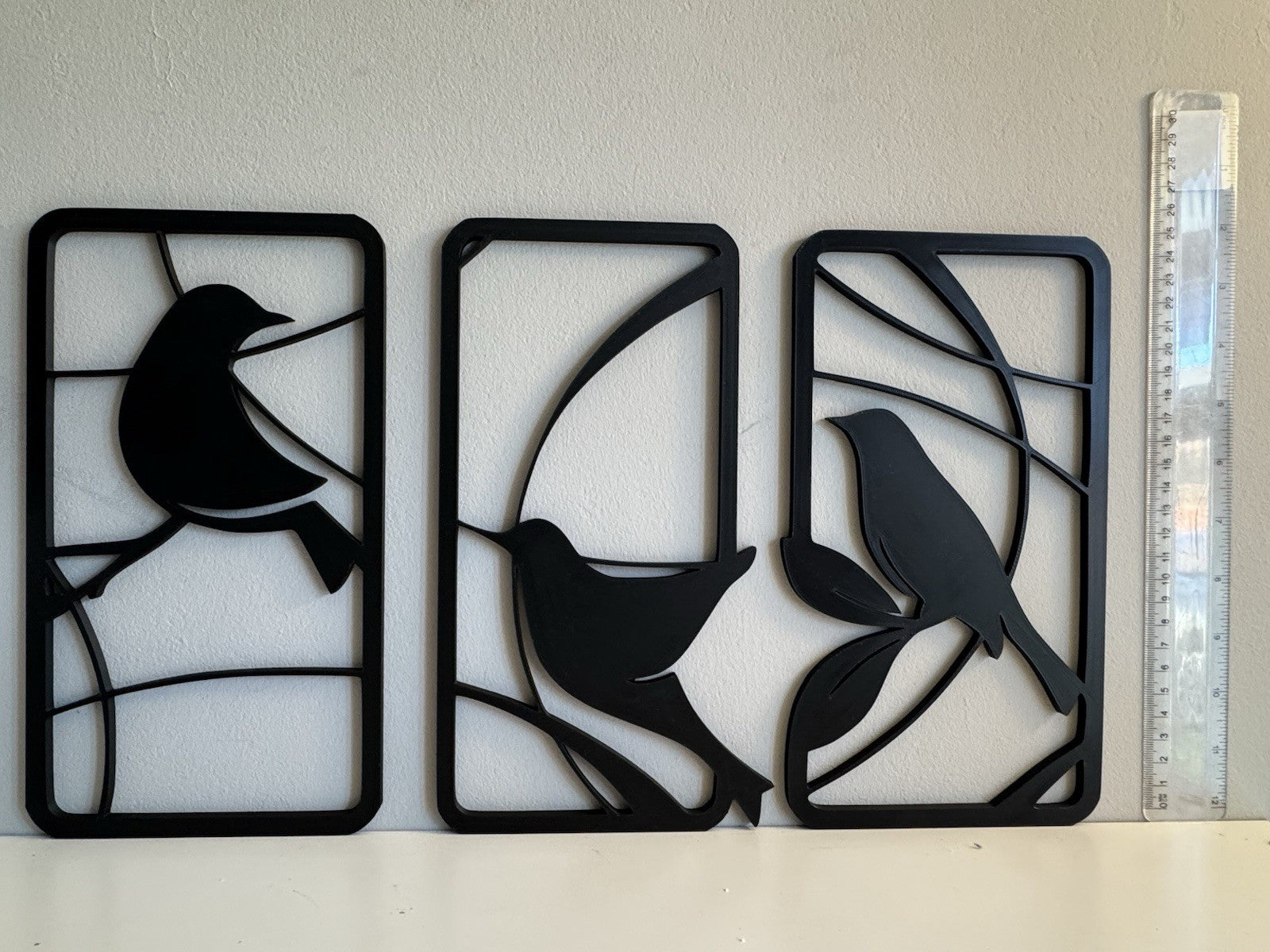 Modern Bird Wall Art Set of 3 | Minimalist Black Wall Decor | Nature Artwork